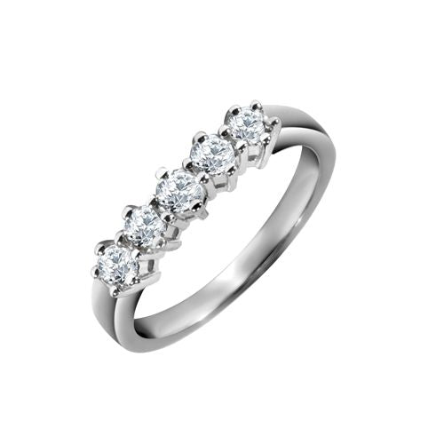 18R546-075 | 18ct White Gold 75pts 5 Stone Natural Diamond Ring