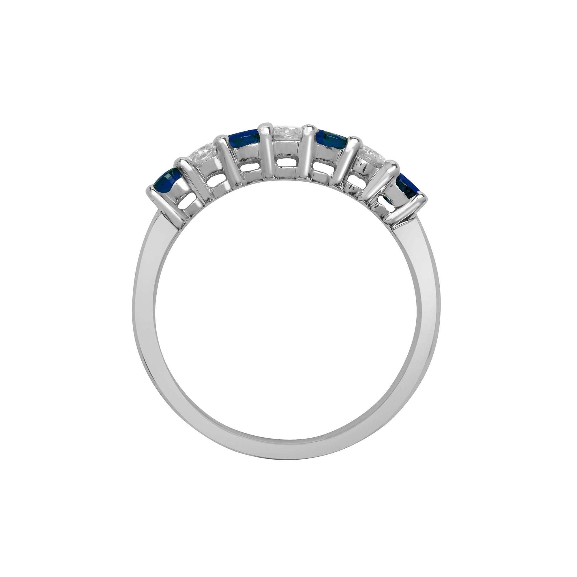 18ct White Gold Natural Diamond And Sapphire Claw Set Half Eternity Ring