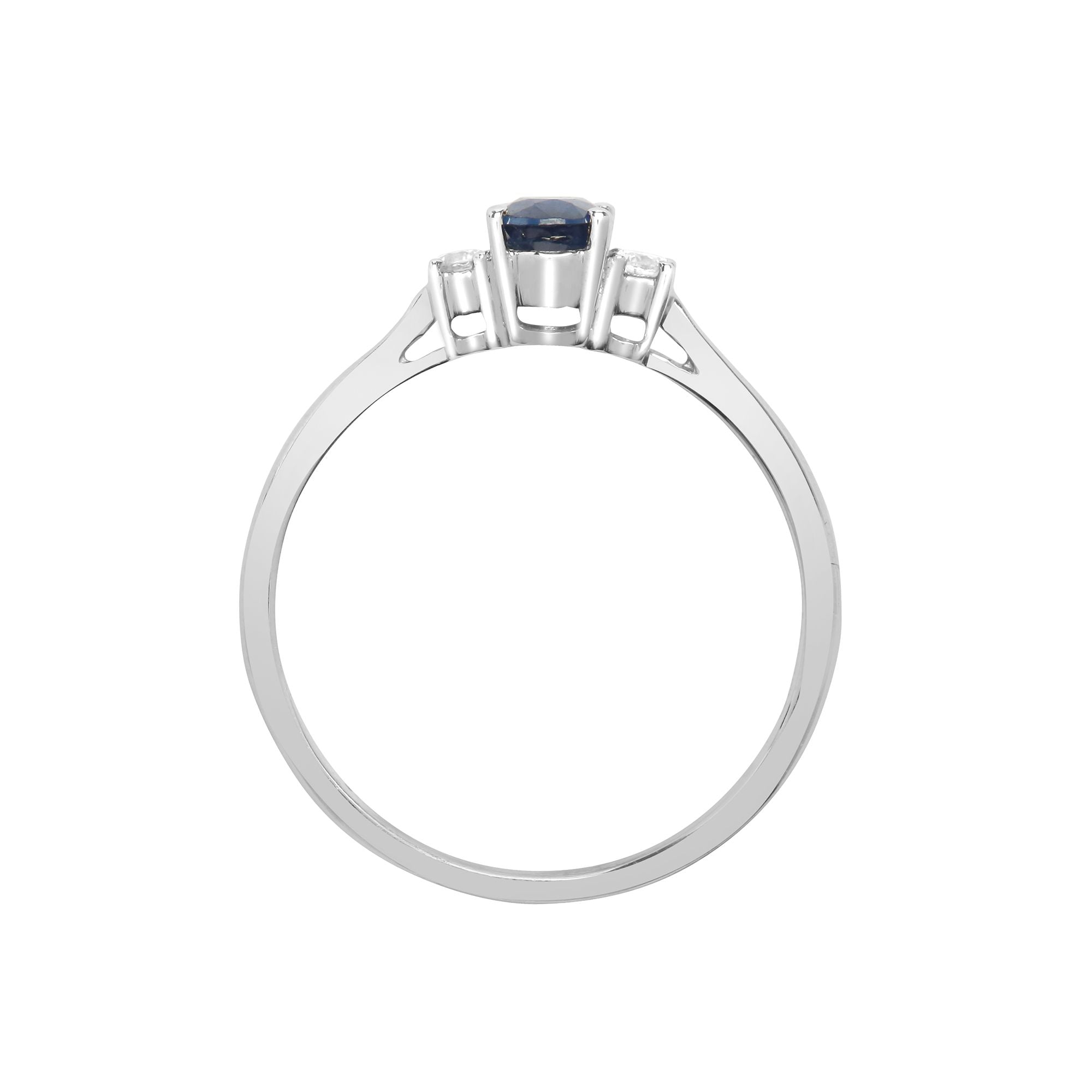 18ct White Gold Natural Diamond And Sapphire 3 Stone Ring