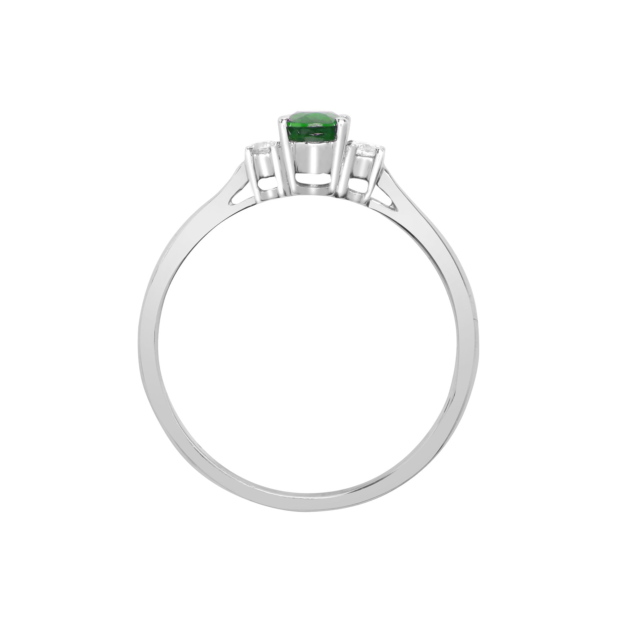 18ct White Gold Natural Diamond And Emerald And 3 Stone Ring