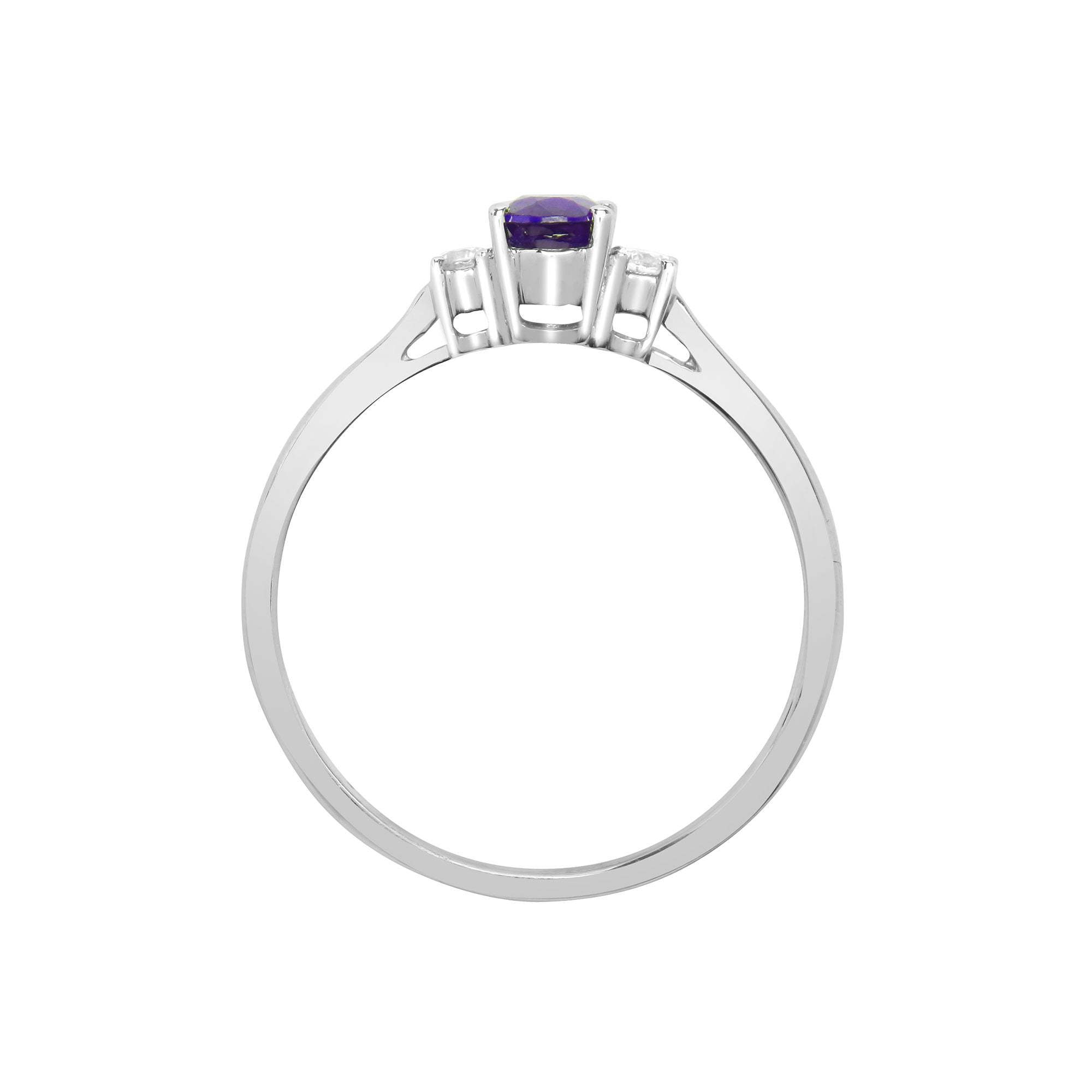 18ct White Gold Natural Diamond And Tanzanite And 3 Stone Ring
