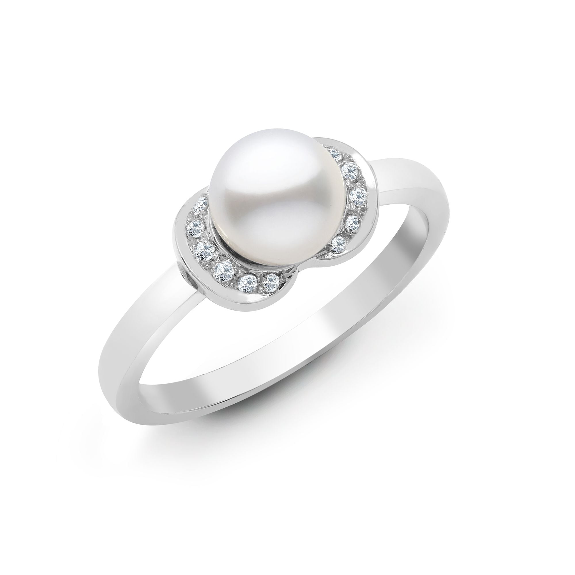 18ct White Gold Natural Diamond And Pearl Ring
