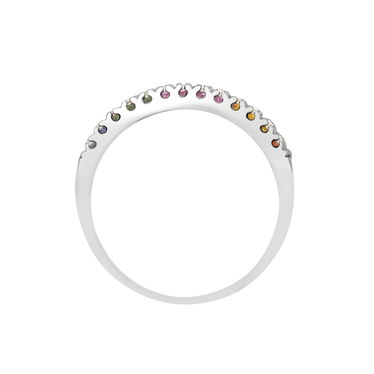 18ct White Gold Natural Diamond And Multi Coloured Sapphires Ring