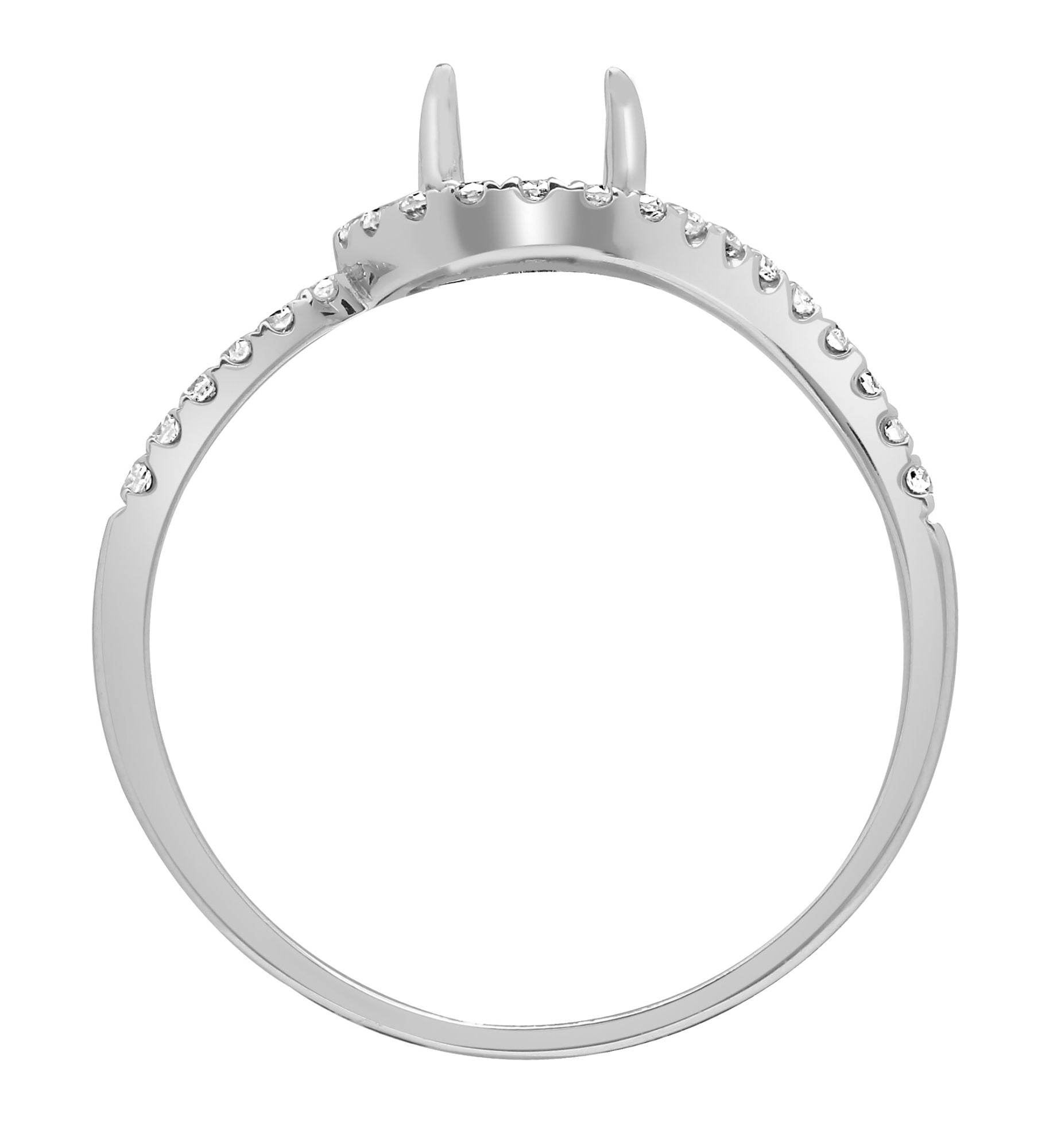 18ct White 0.28ct Natural Diamond Semi Set Ring - Holds 0.50ct