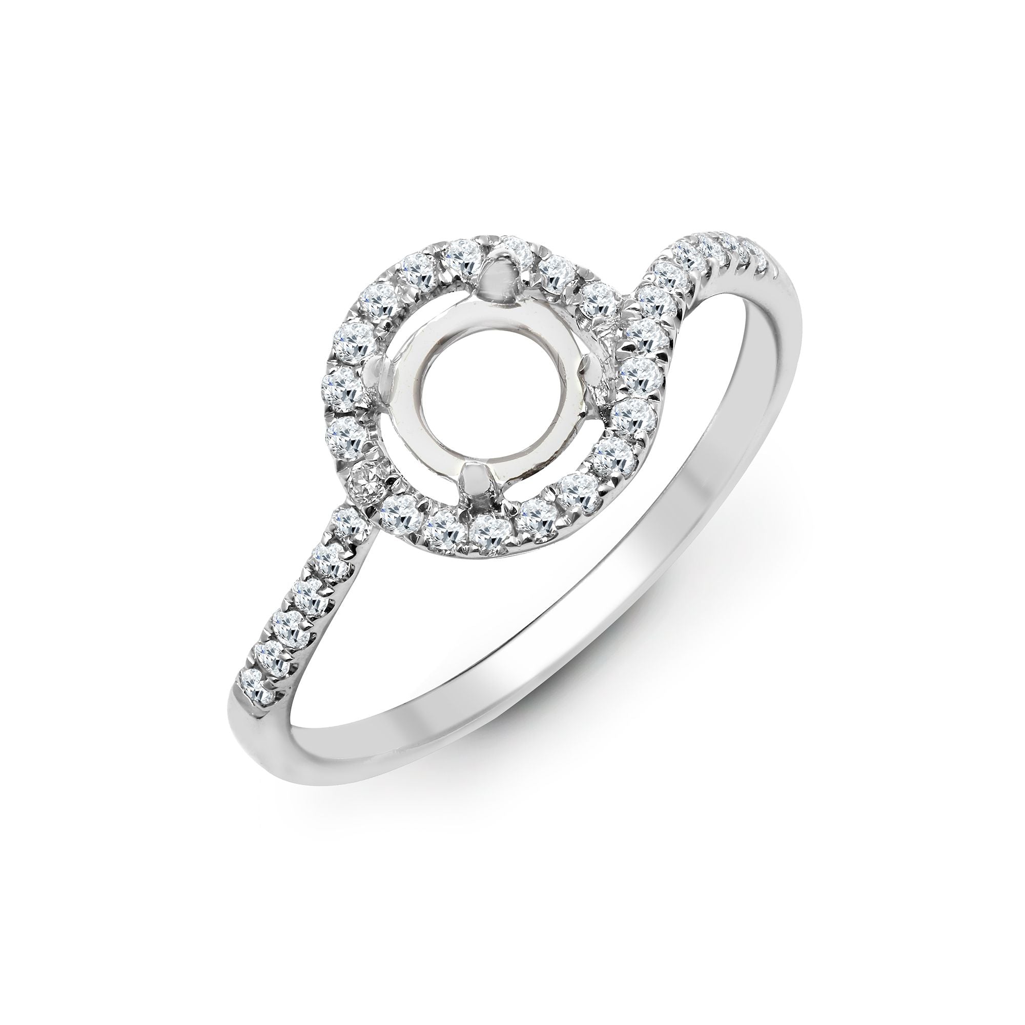 18ct White 0.28ct Natural Diamond Semi Set Ring - Holds 0.50ct