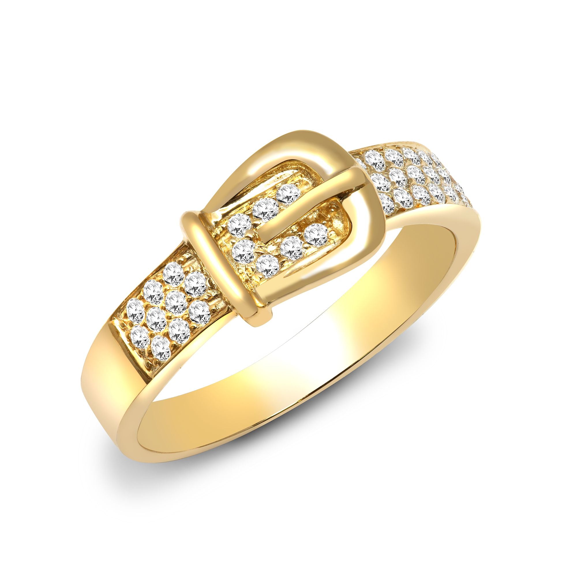 18R766 | 18ct Yellow 0.34ct Natural Diamond Buckle Ring