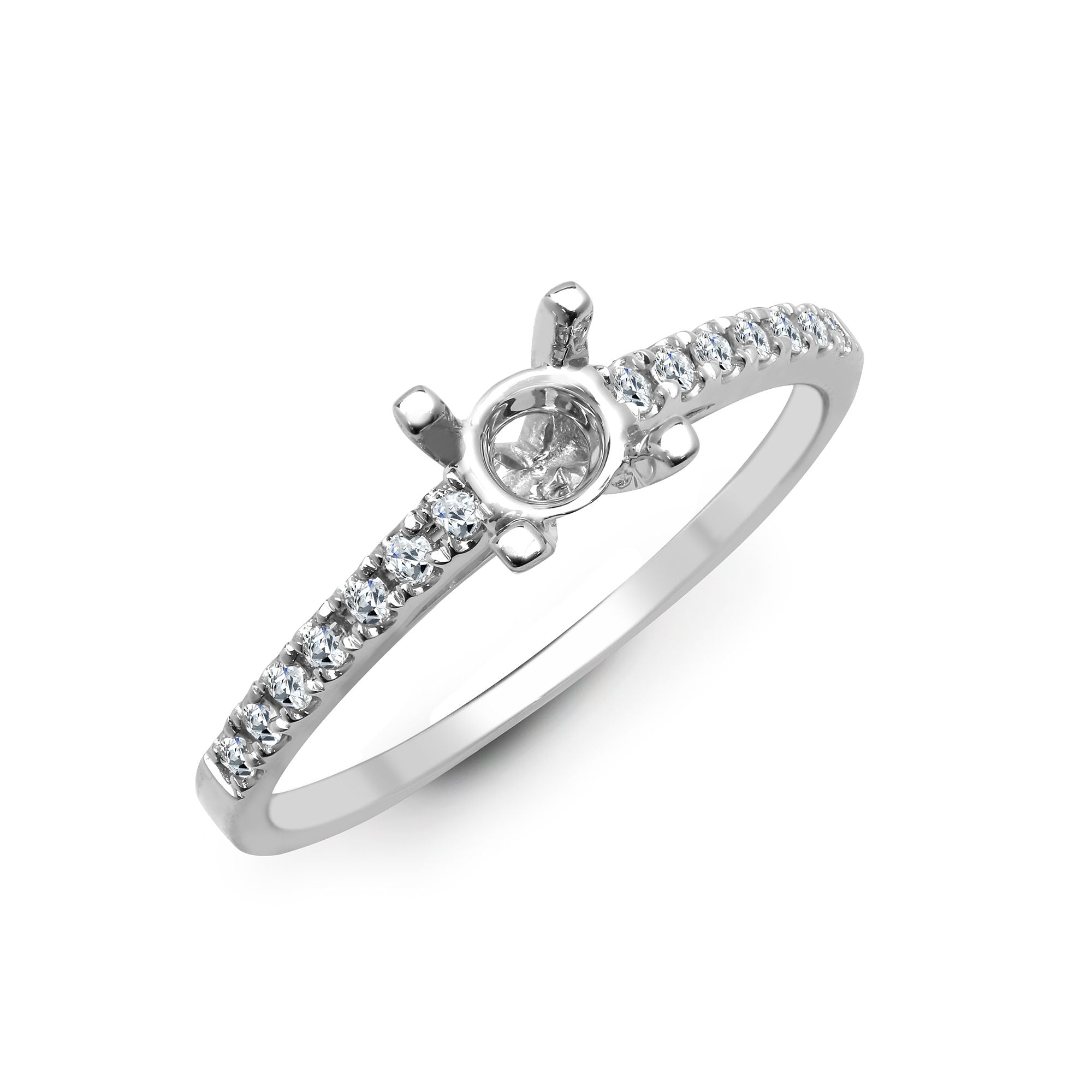 18ct White 0.17ct Natural Diamond Semi Set Ring - Holds