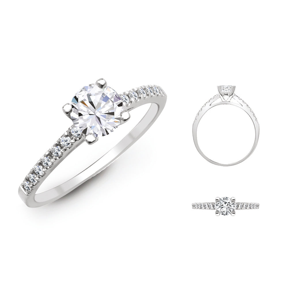 18ct White 0.17ct Natural Diamond Semi Set Ring - Holds 0.70ct
