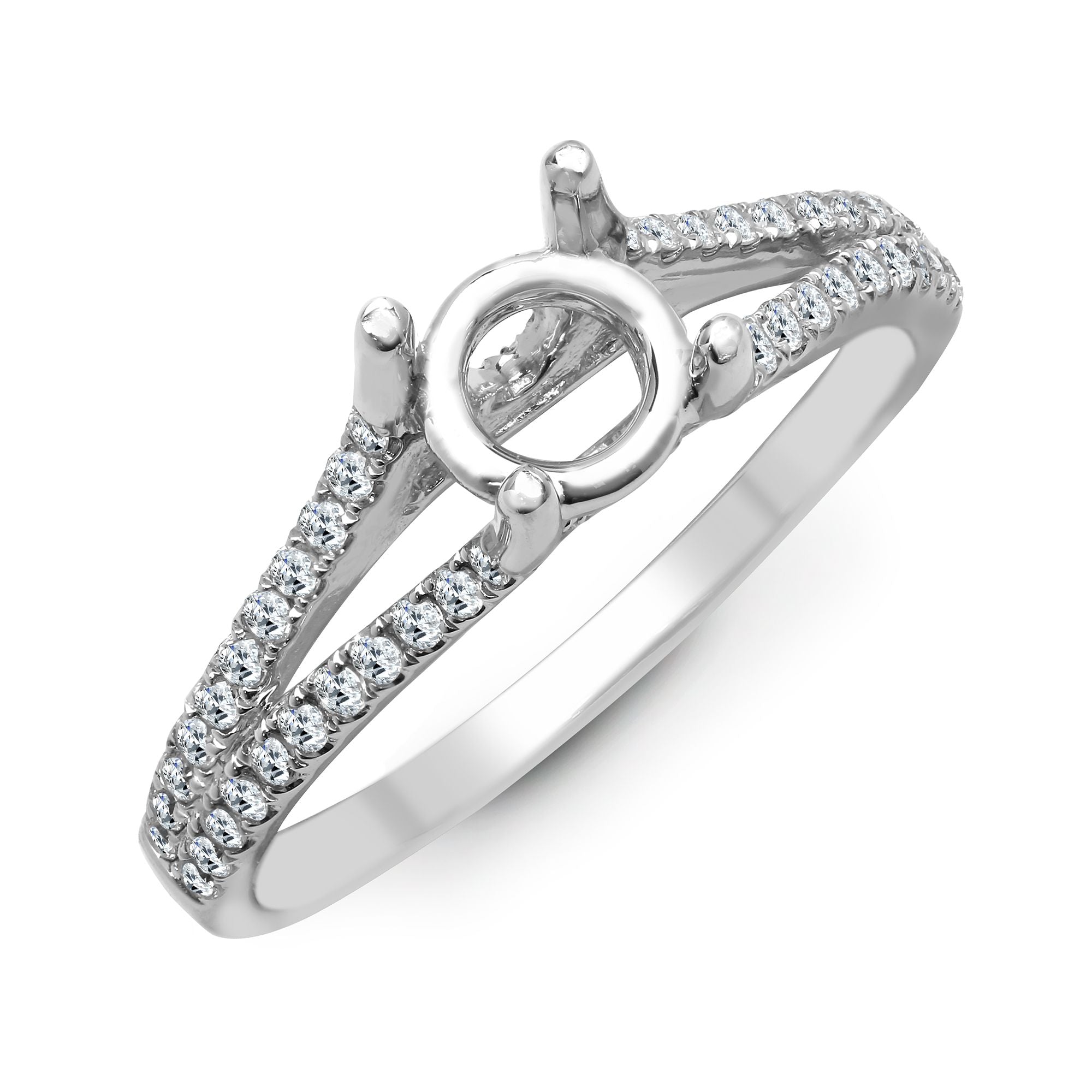 18ct White 0.37ct Natural Diamond Semi Set Ring - Holds 0.50ct