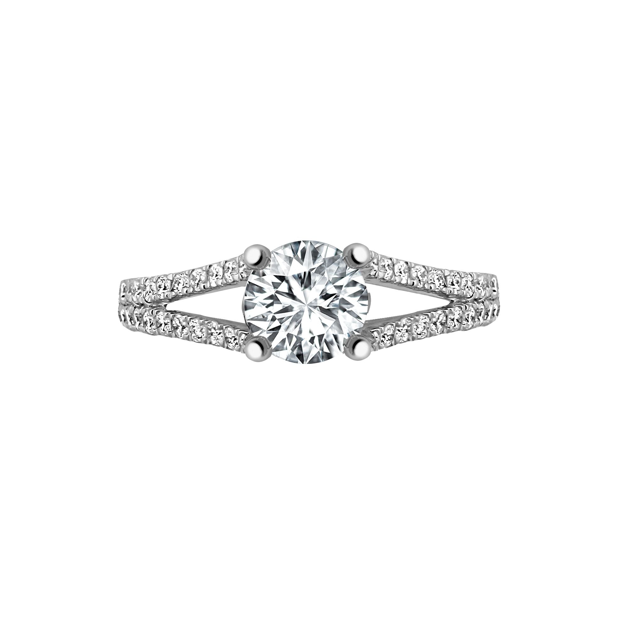 18ct White 0.37ct Natural Diamond Semi Set Ring - Holds 1.00ct
