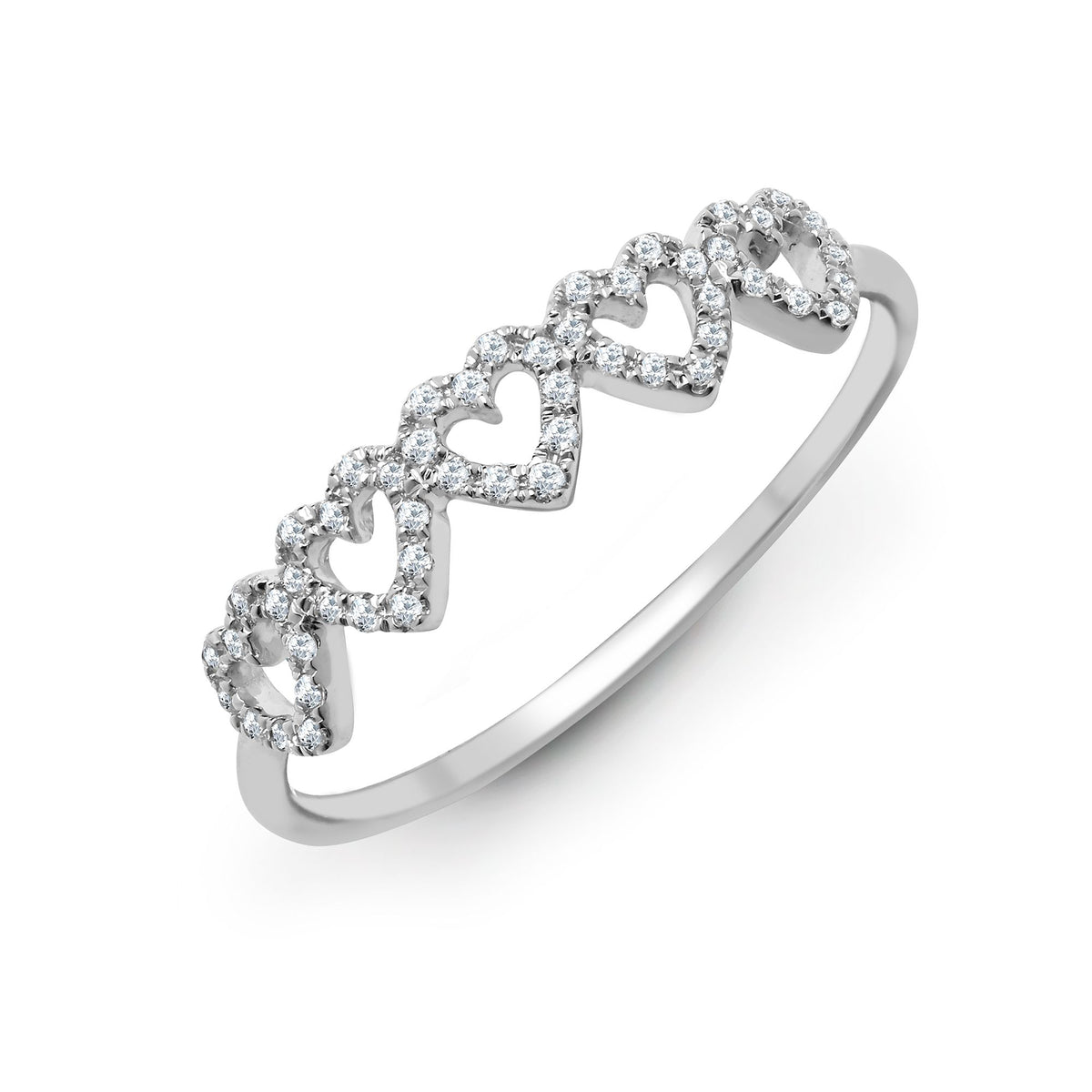 18ct White 0.15ct Natural Diamond 5 x Heart Ring