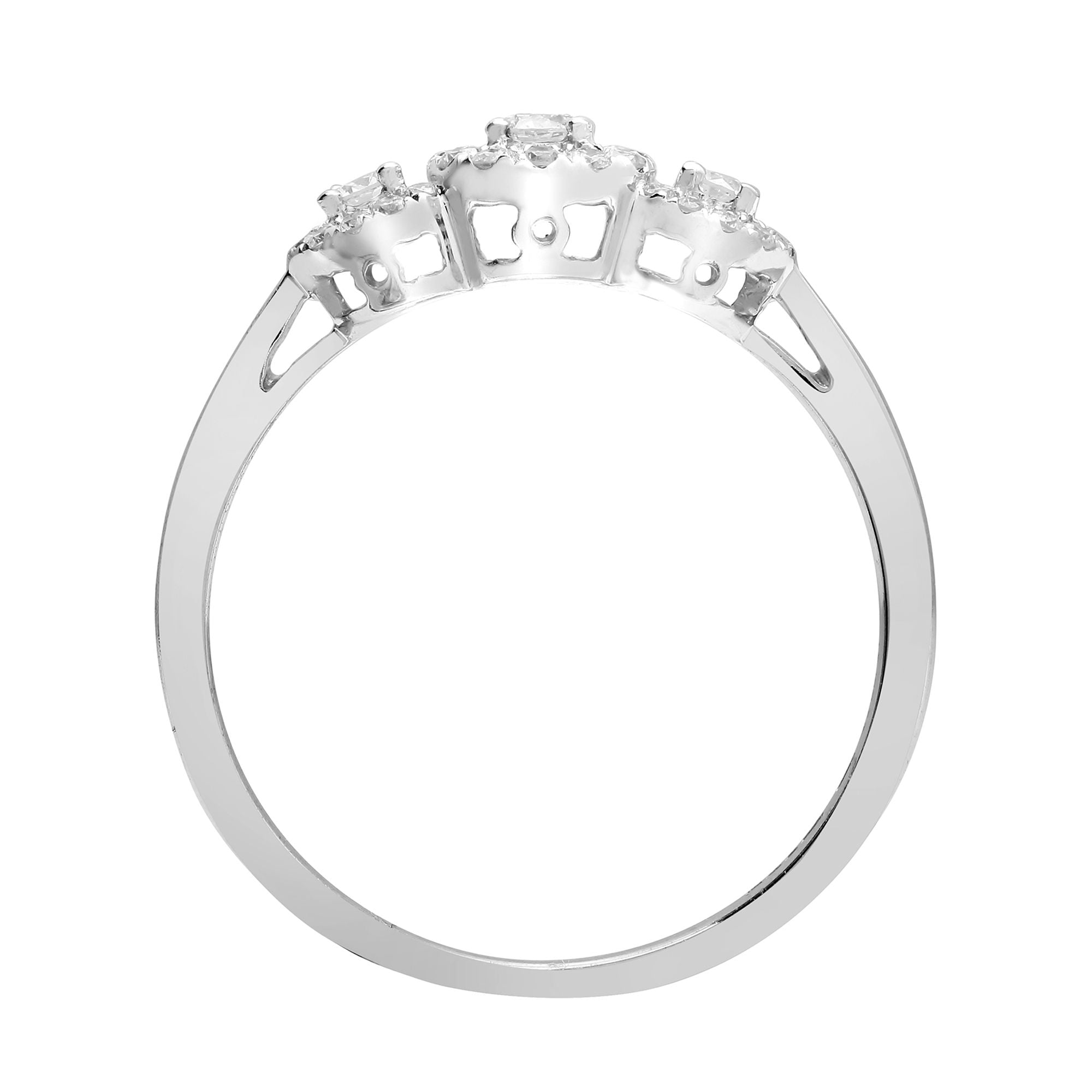 18ct White 0.60ct Natural Diamond Trilogy Halo Ring