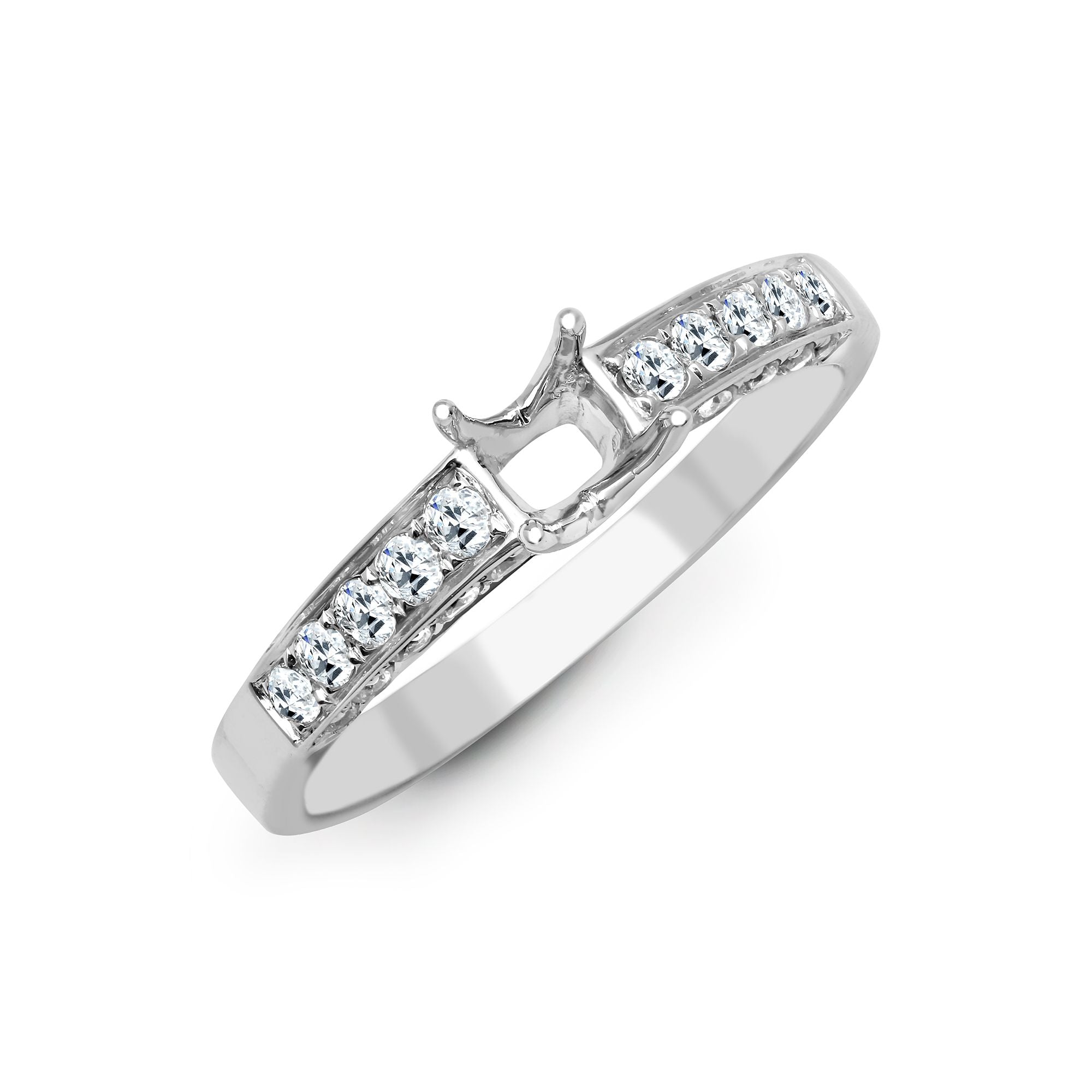 18ct White 0.52ct Natural Diamond Semi Set Ring - Holds 1.00ct