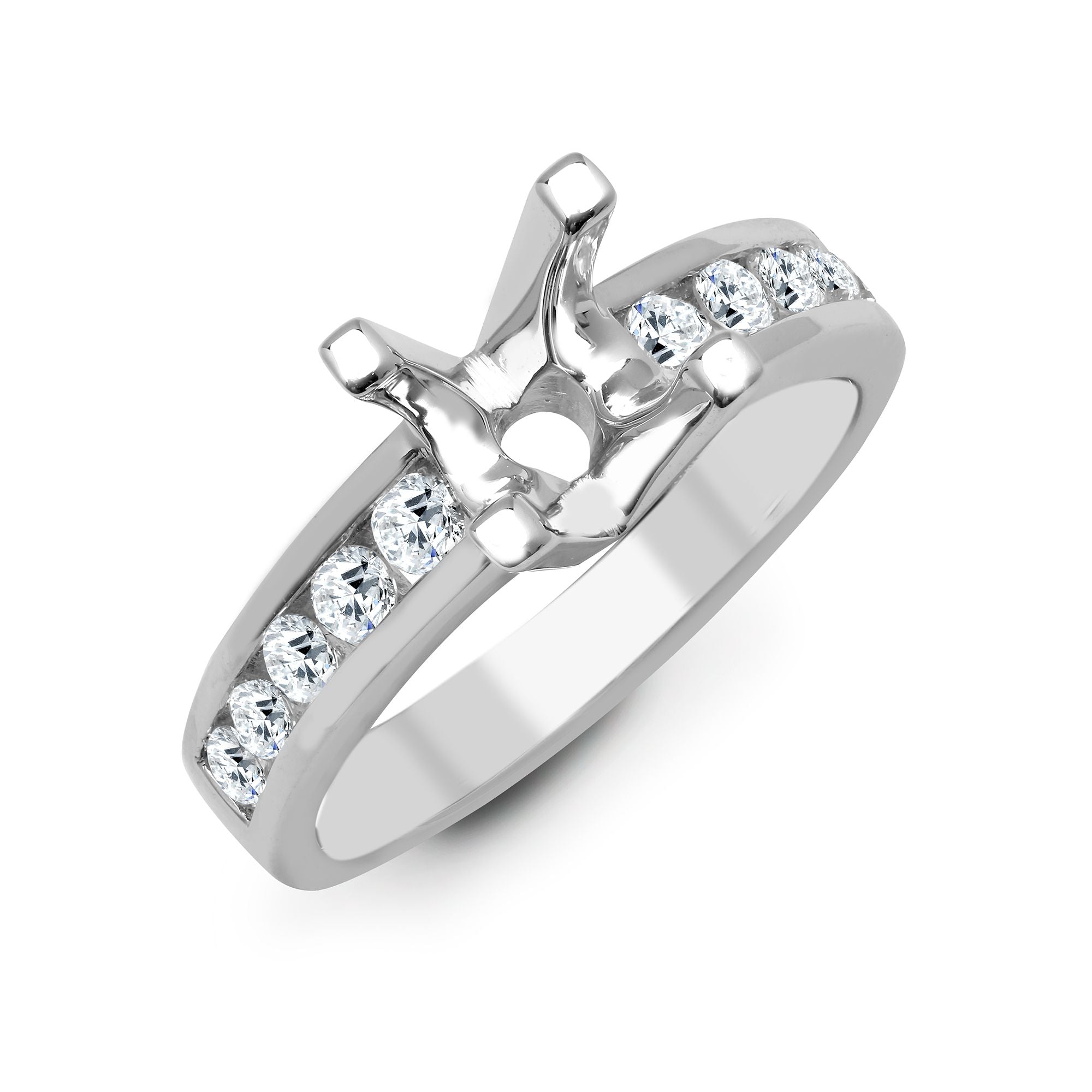 18ct White 0.35ct Natural Diamond Semi Set Ring - Holds 0.75ct