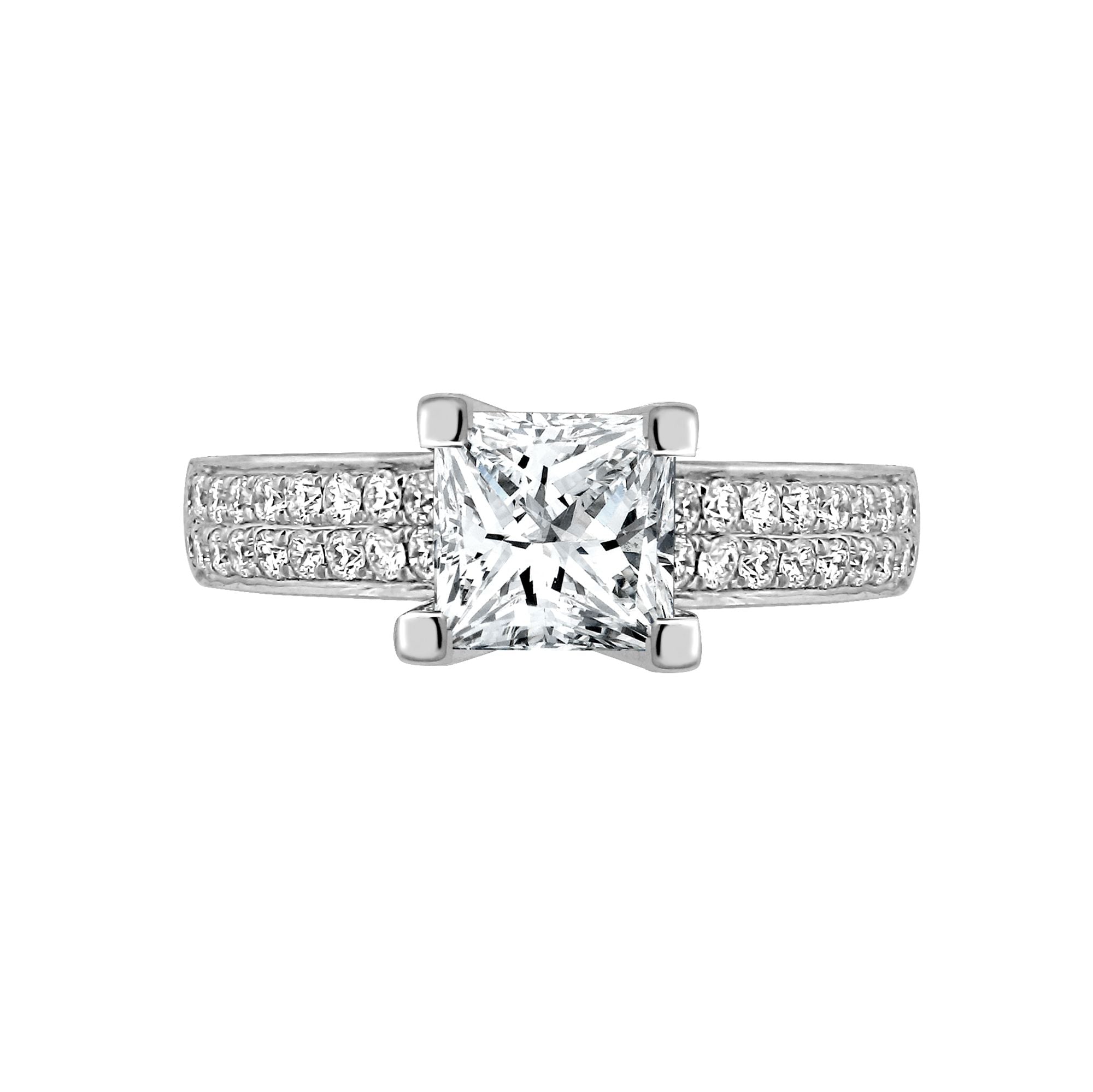 18ct White 0.43ct Natural Diamond Semi Set Ring - Holds 0.75ct