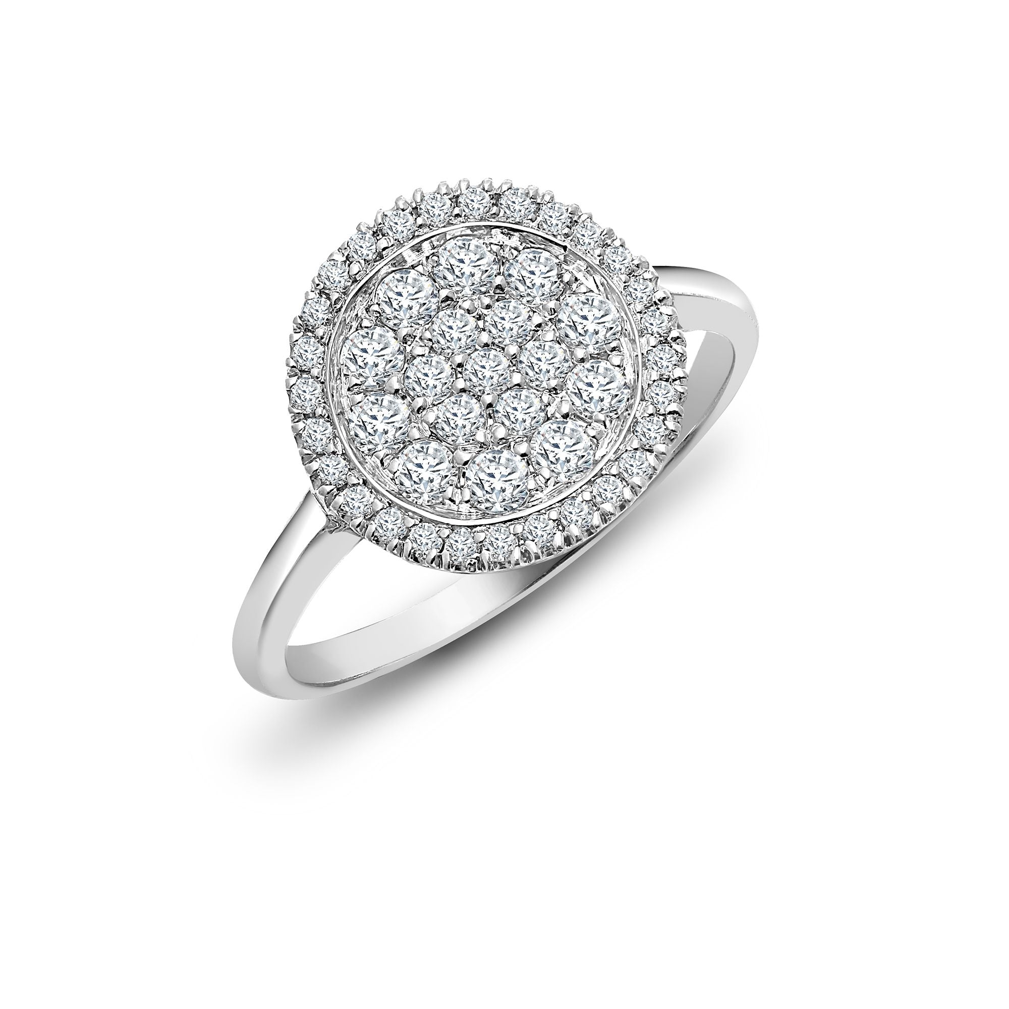 18ct White 0.55ct Natural Diamond Cluster Circle Ring