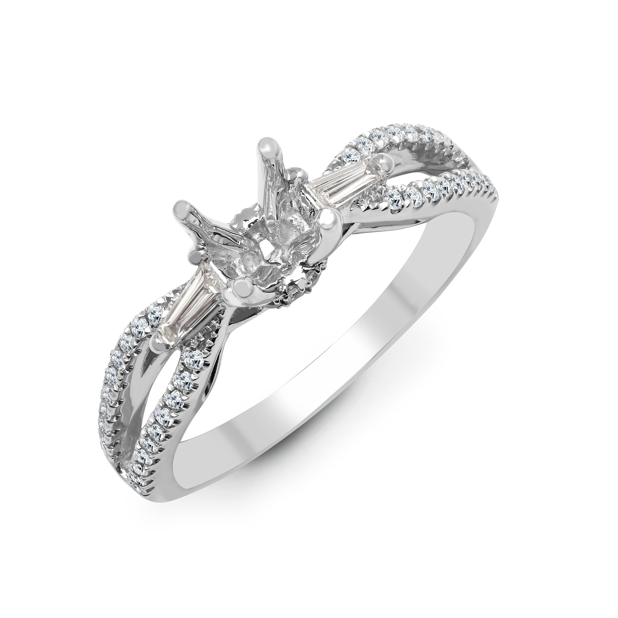 18ct White 0.42ct Natural Diamond Semi Set Ring - Holds 1.00ct