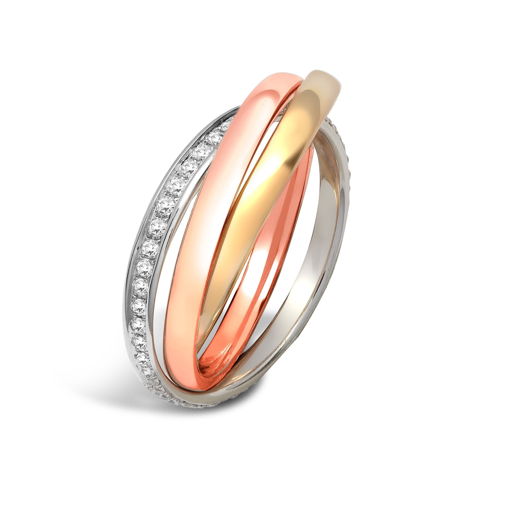 18R859 | 18ct 3 Colour 0.27ct 2mm RWR 1/3 Set