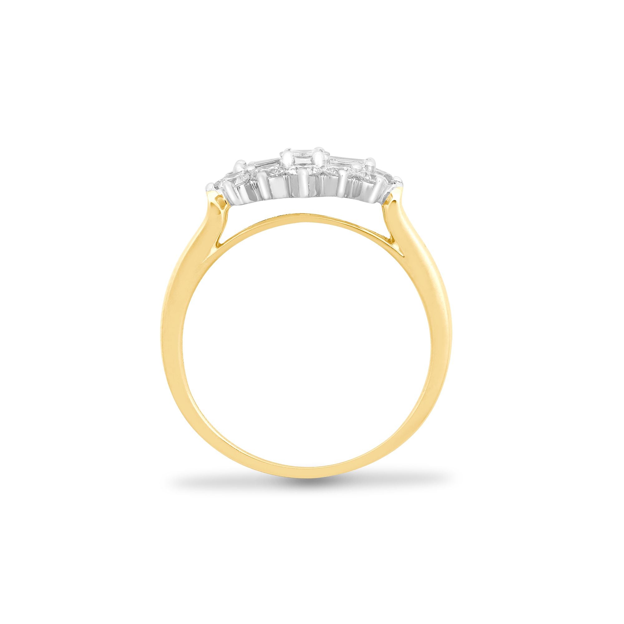 18ct Yellow & White Natural Diamond Boat Ring
