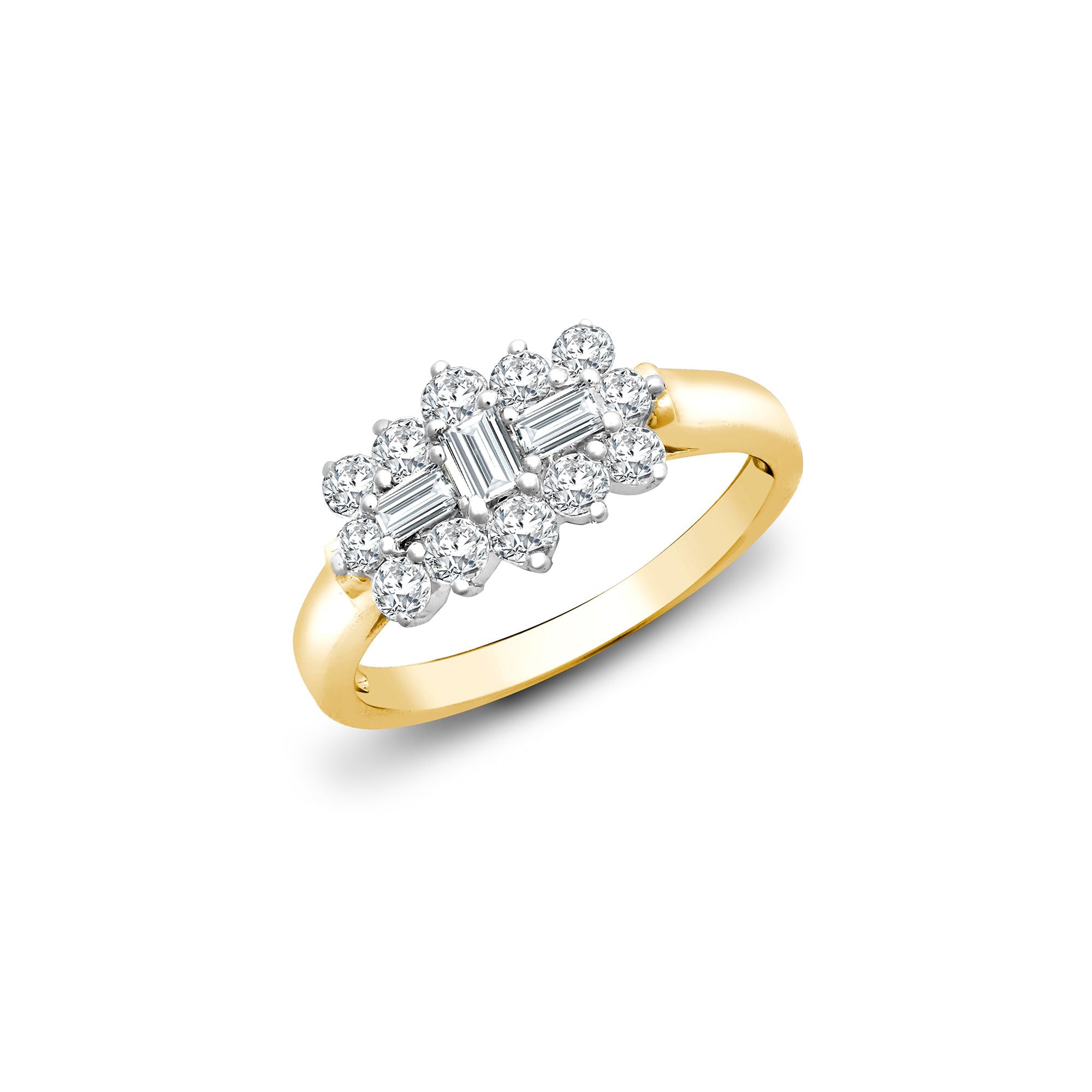 18ct Yellow & White Natural Diamond Boat Ring
