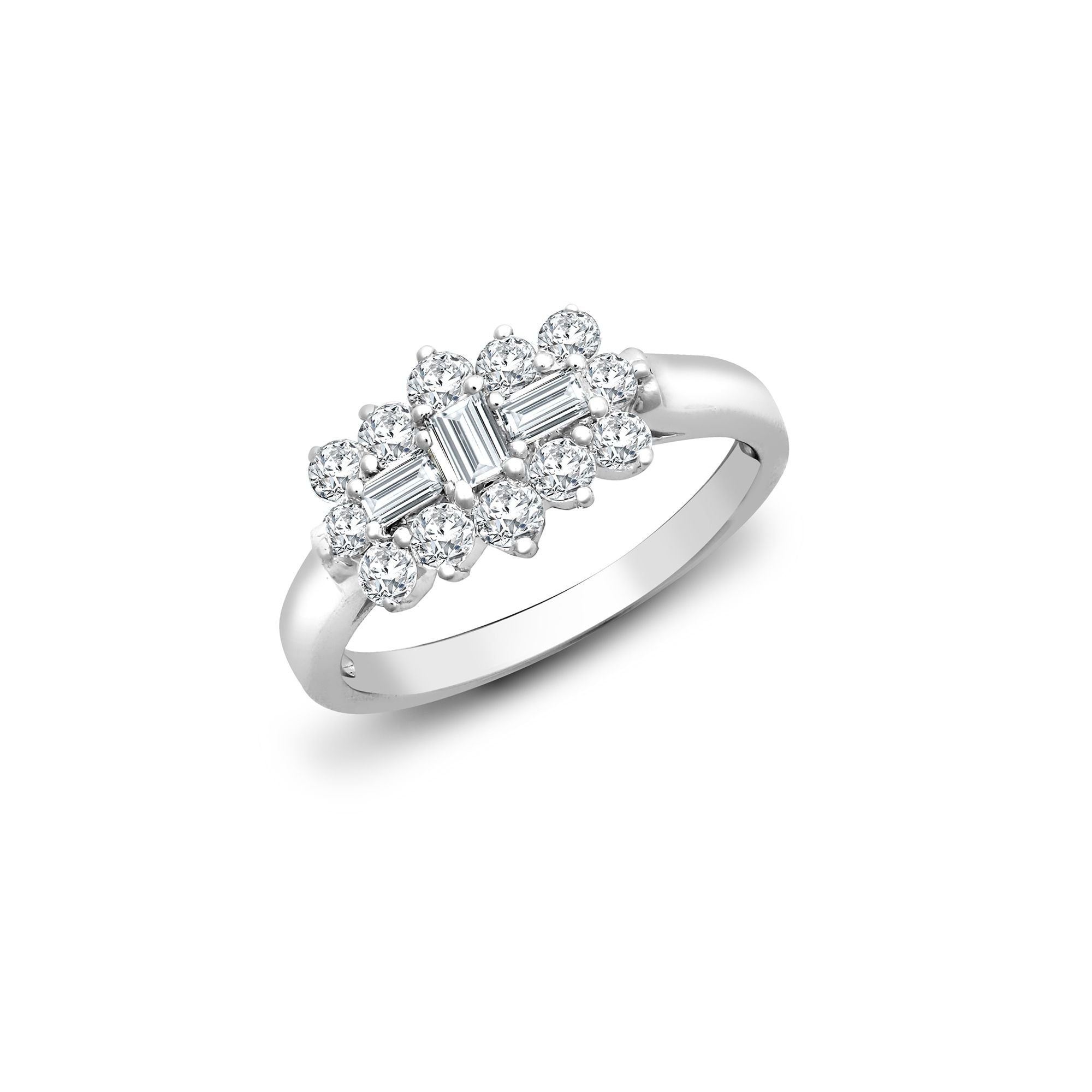 18ct White Natural Diamond Boat Ring