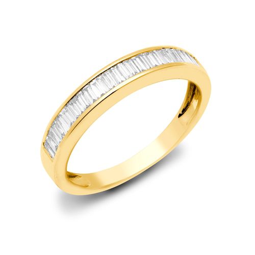 18ct Yellow 0.25ct Natural Diamond Baguette 1\2 Eternity Ring
