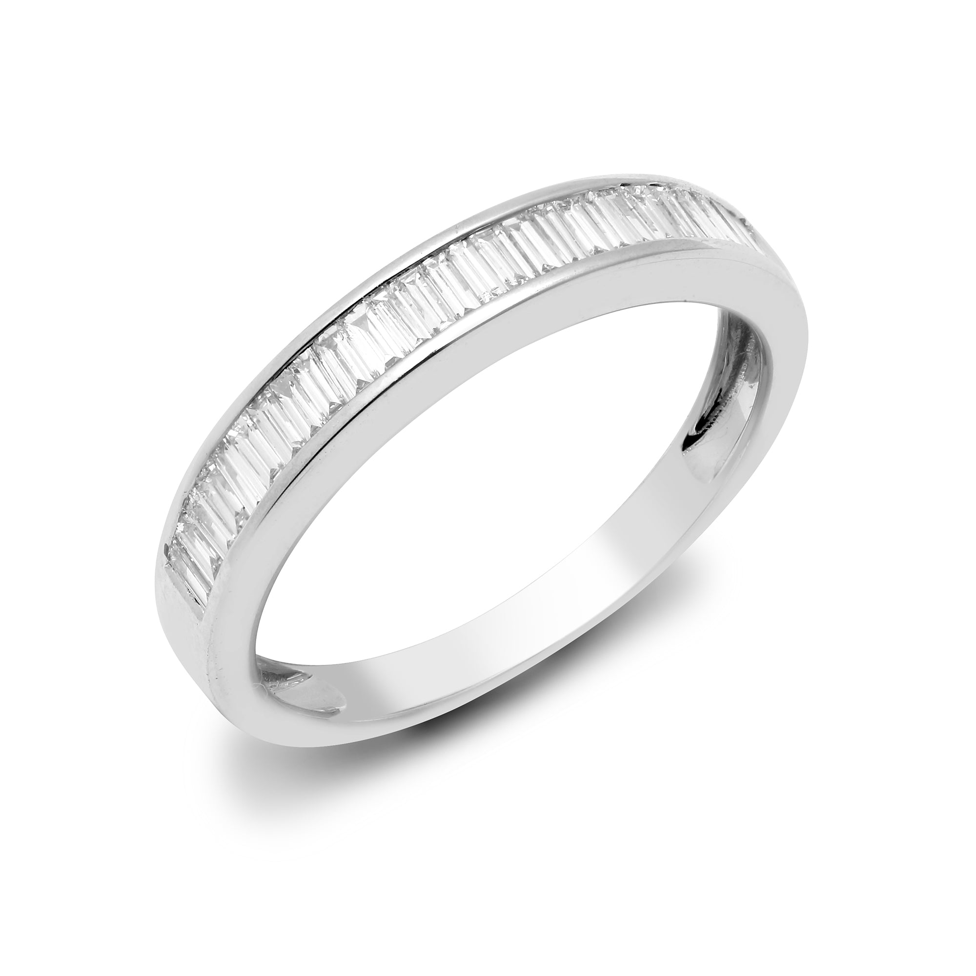 18ct White 0.25ct Natural Diamond Baguette 1\2 Eternity Ring
