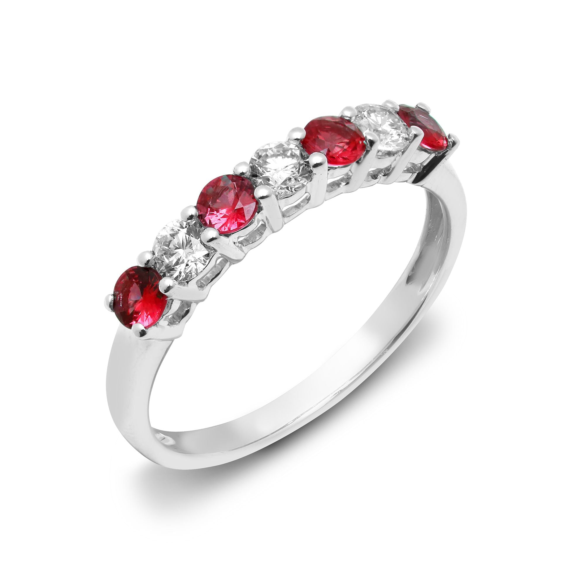18R910 | 18ct White Diamond-0.33ct Ruby-0.45ct 12 Eternity Ring