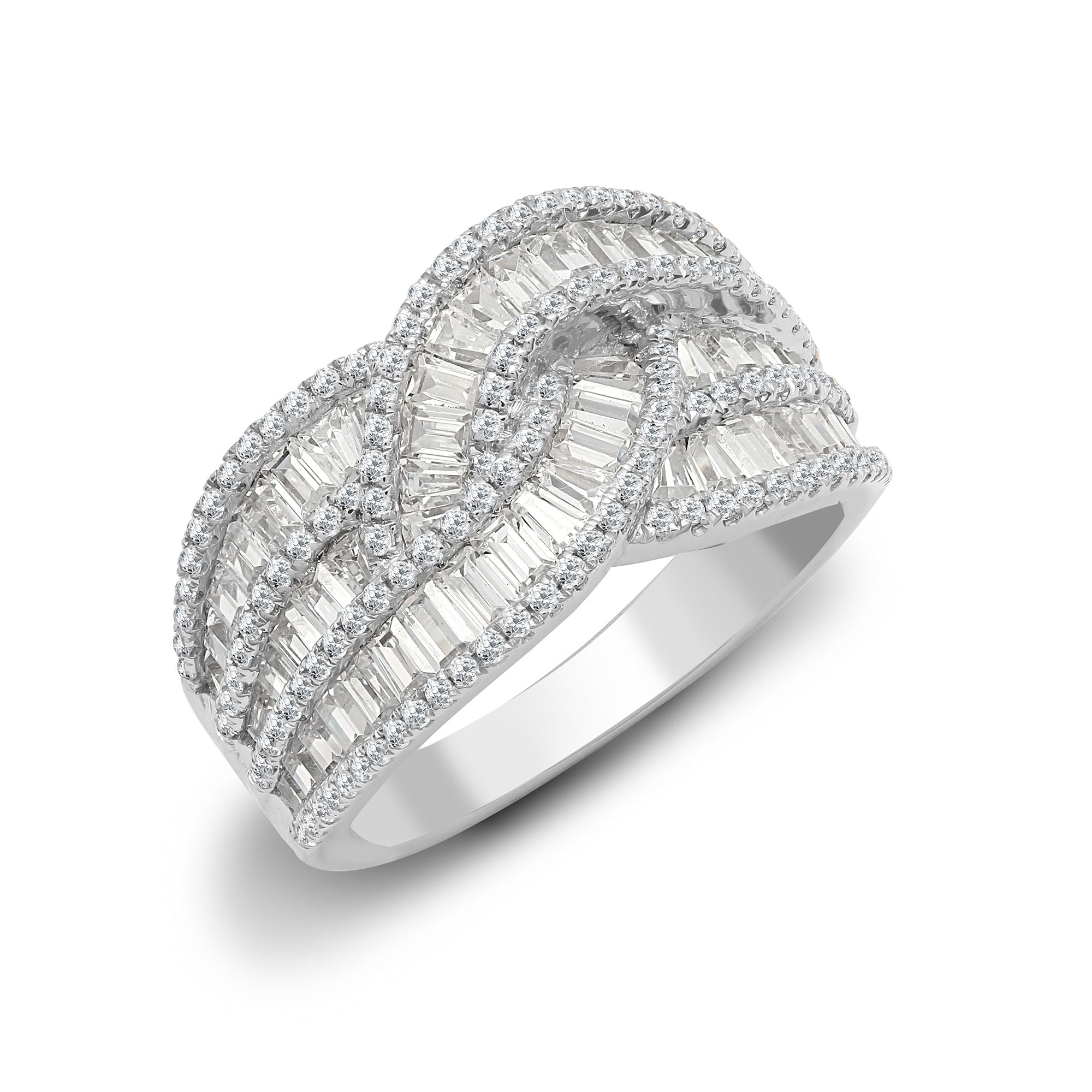 18ct White 1.83ct Round & Baguette Natural Diamond Ring