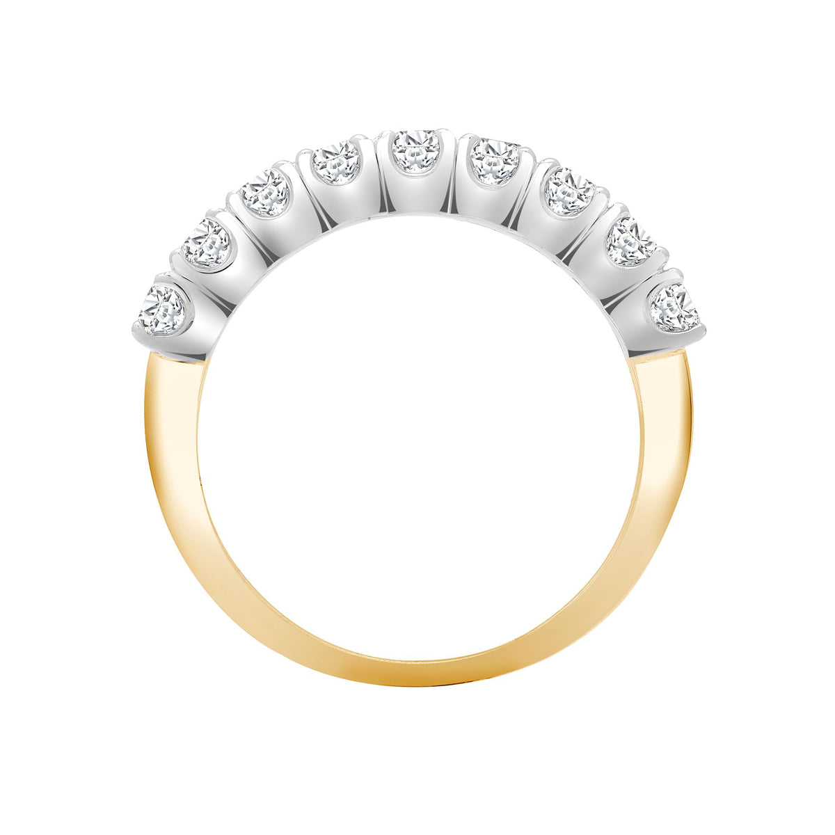 18ct Yellow/White 9 stone Claw Set 1/2 ET Ring