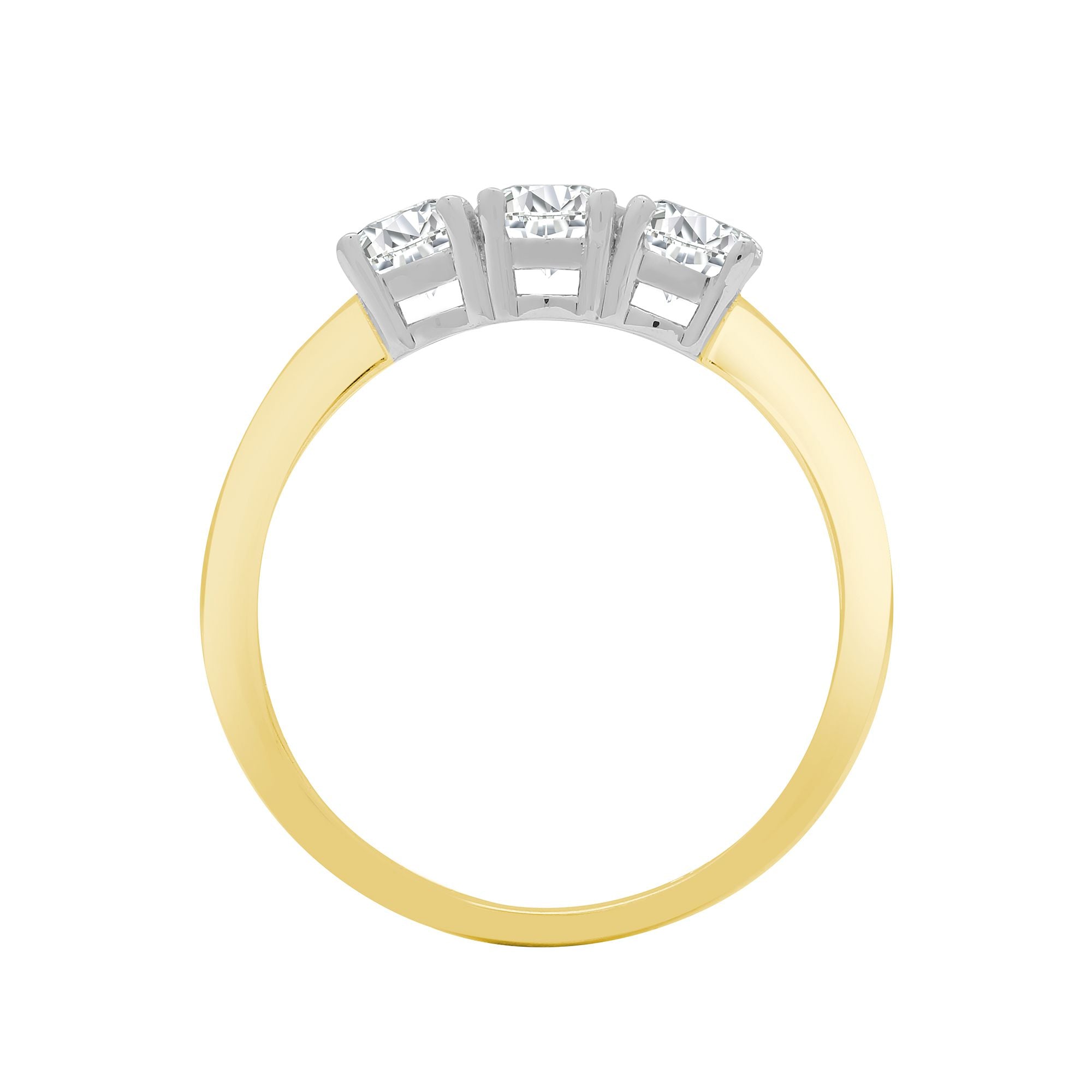 18ct Yellow/White 1.50ct Natural Diamond Claw Set Trilogy Ring