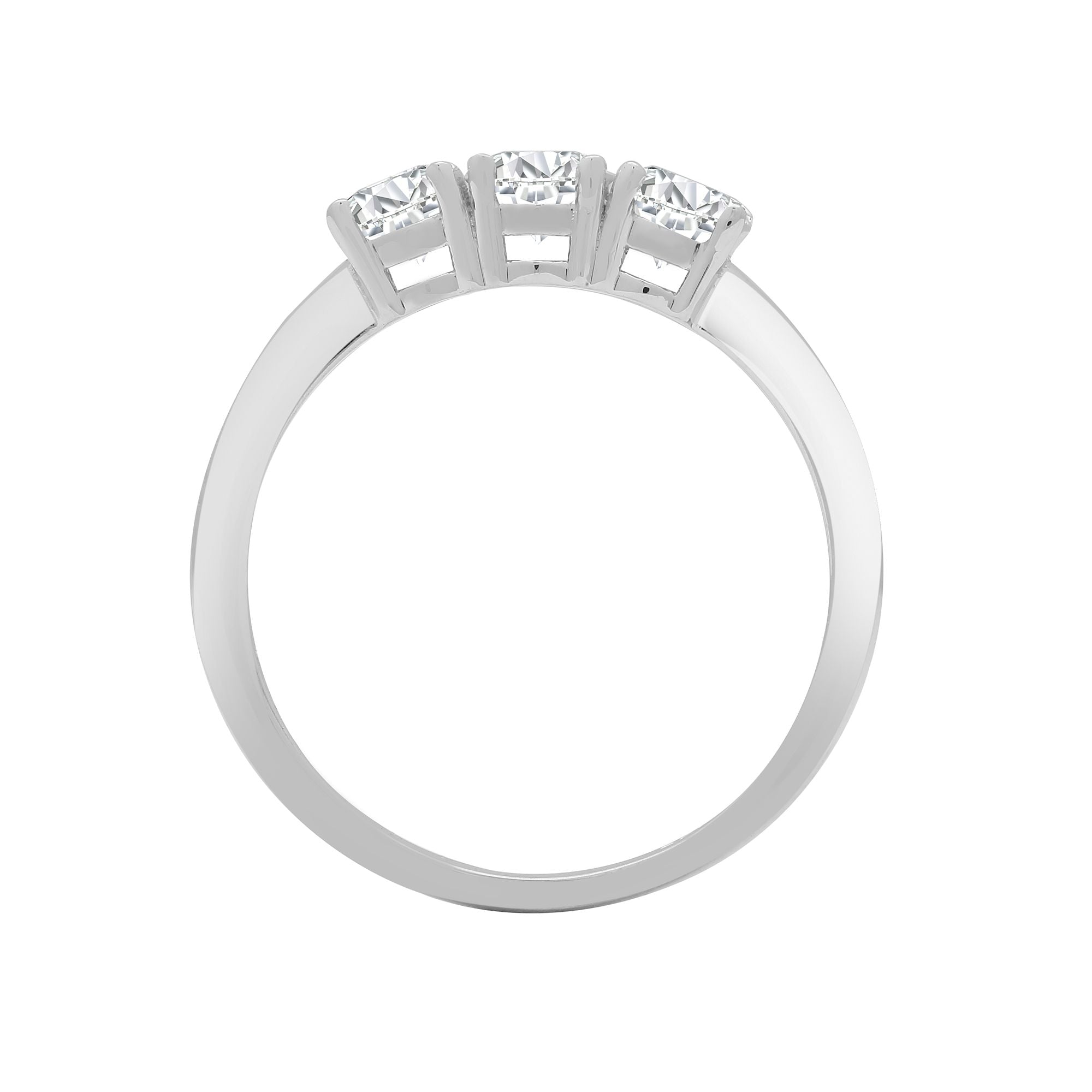 18ct White Natural Diamond Claw Set Trilogy Ring