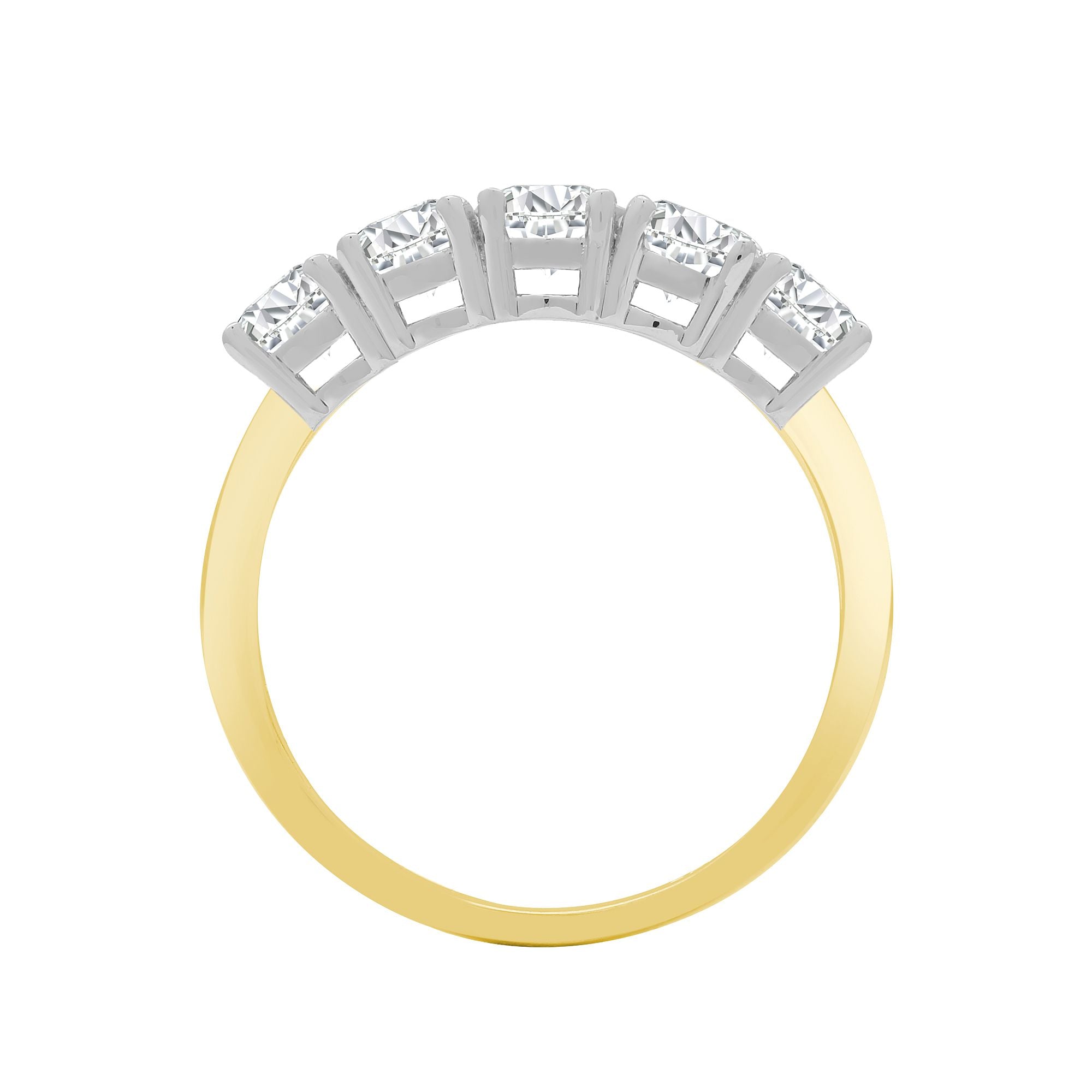 18ct Yellow/White 0.75ct Natural Diamond 5 stone Ring