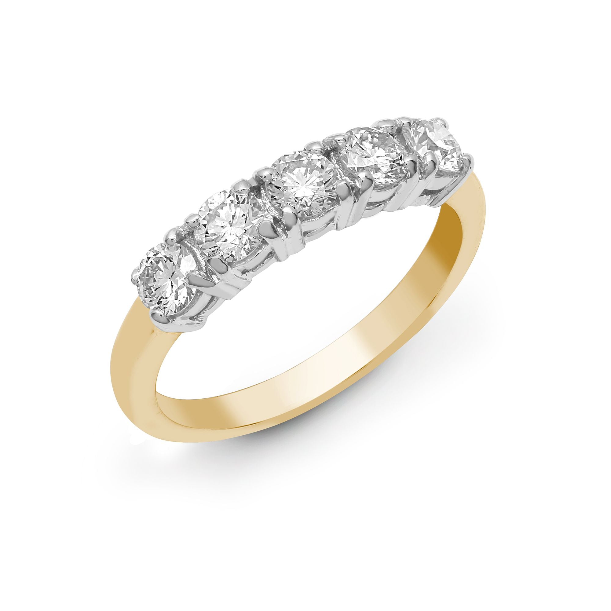 18ct Yellow/White 0.75ct Natural Diamond 5 stone Ring