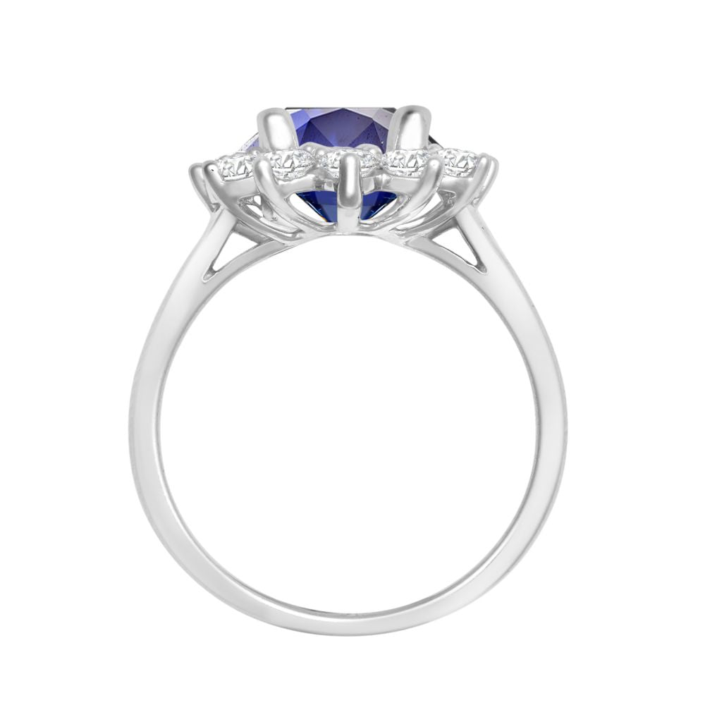 18R962-9x7-I | 18ct White Gold 0.96ct Natural Diamond Claw-set Cluster Halo Oval Ring - Holds 9x7mm Sapphire 2.00cts
