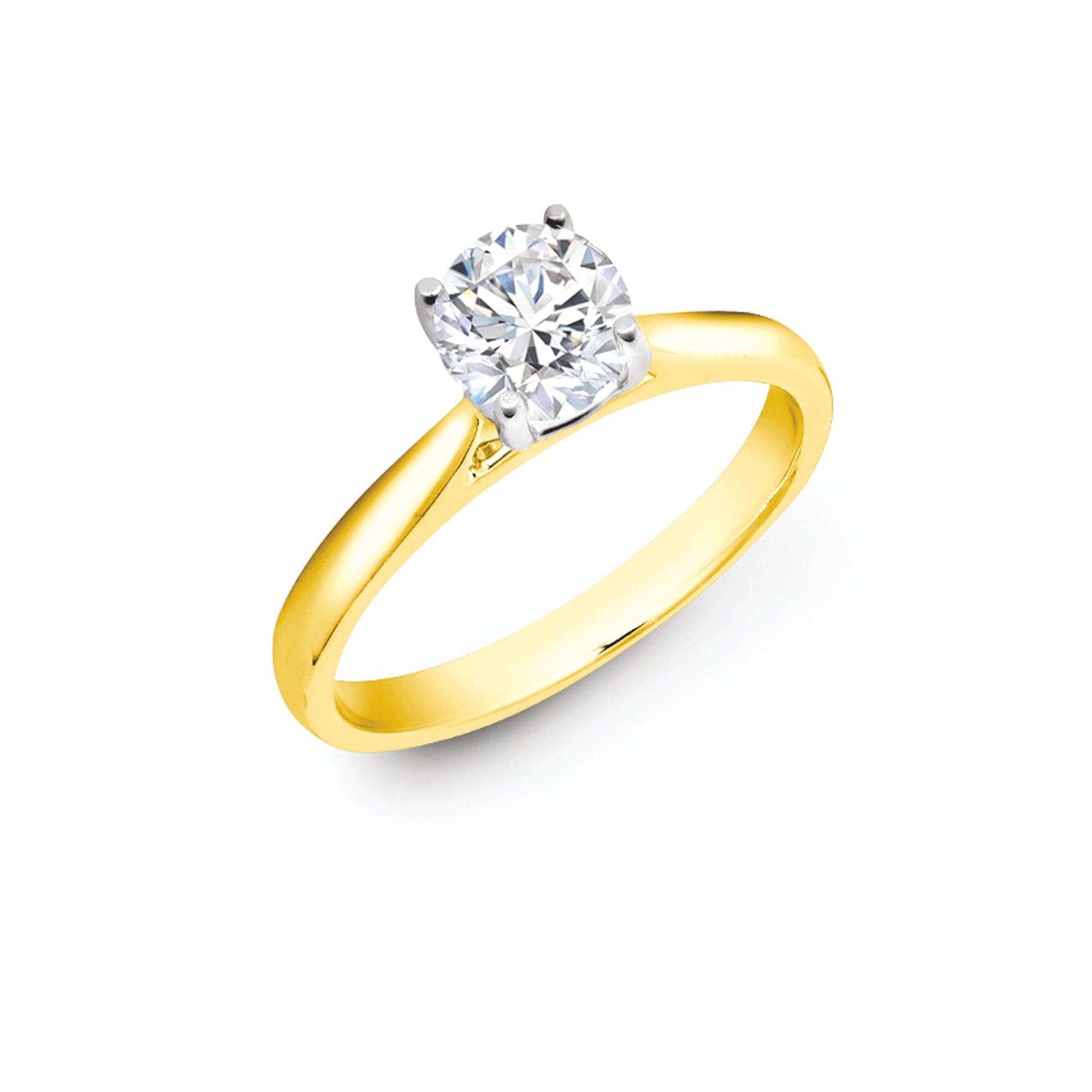 Lab 18ct Gold 25pts Round Brilliant Cut Solitaire Wed Fit Diamond Ring