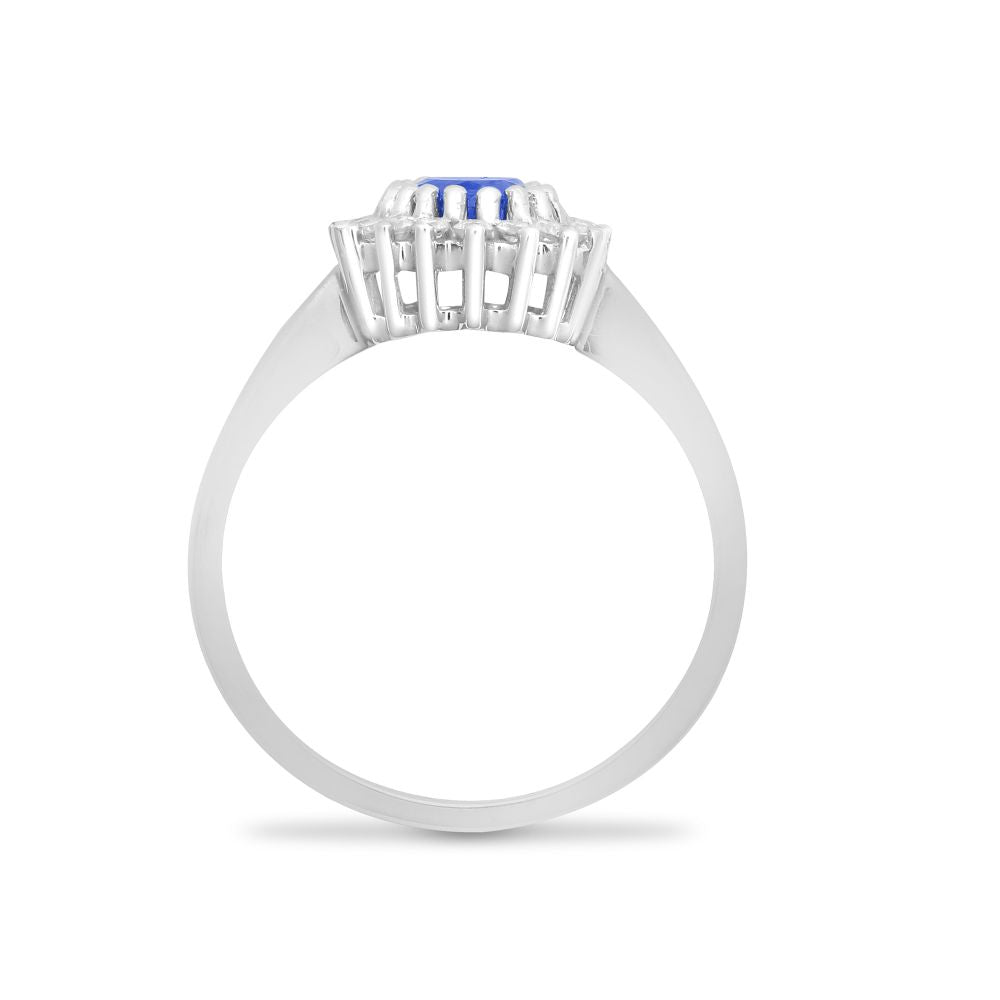 18ct White Gold Natural Diamond And Sapphire Ring