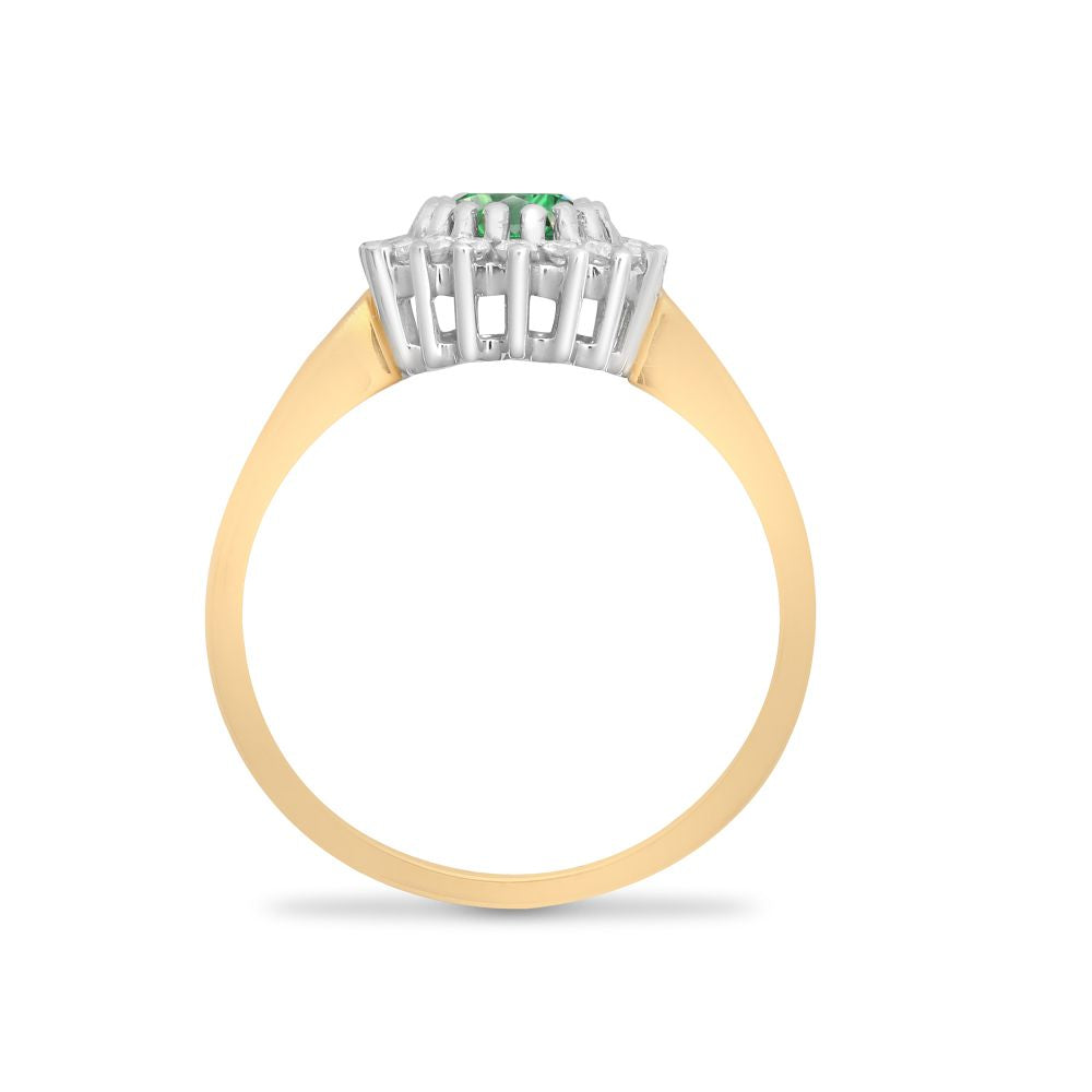 18ct Yellow Gold Natural Diamond And Emerald Ring