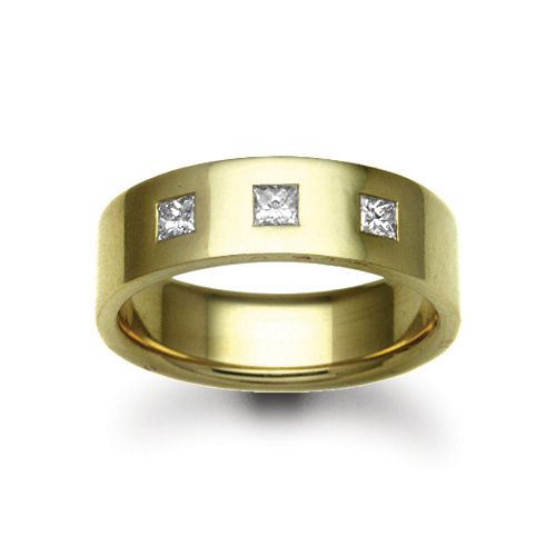 18ct Gold Yellow Natural Diamond Rubover set Wedding Ring