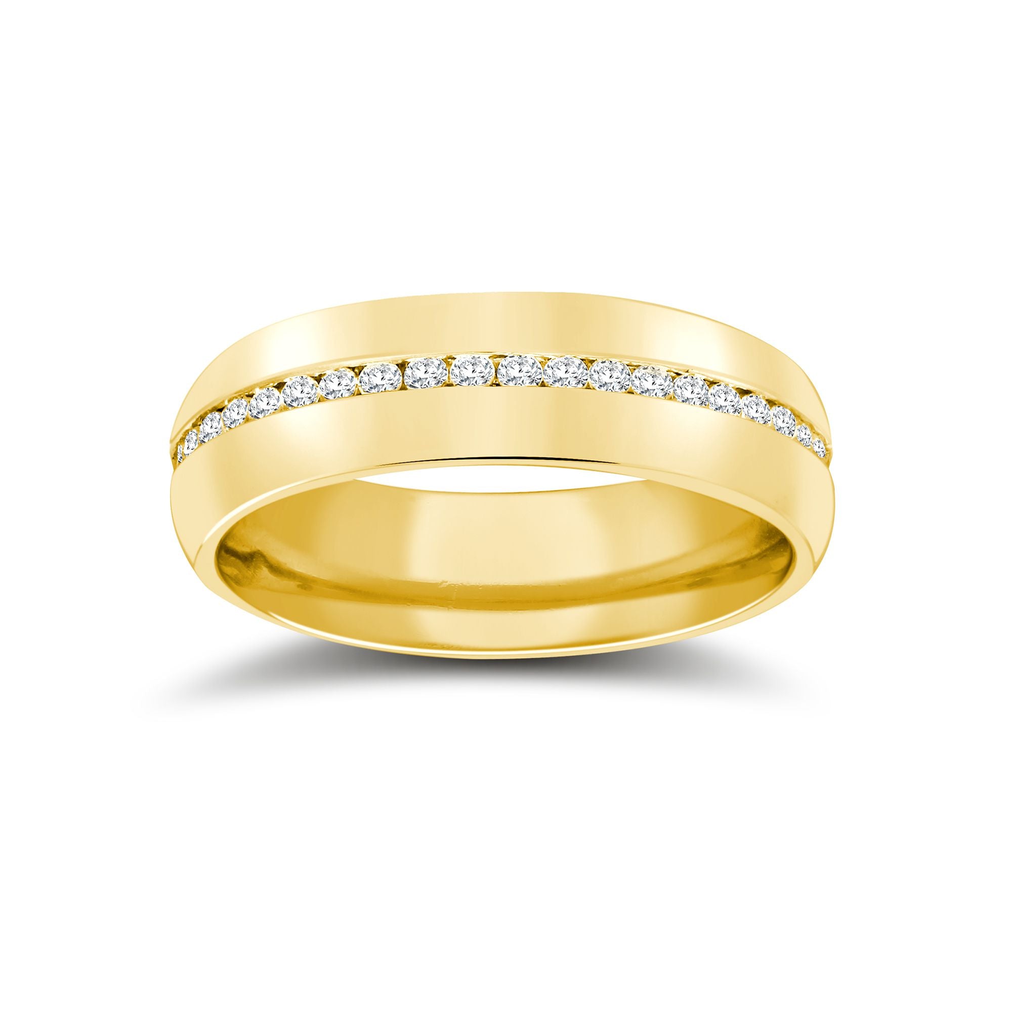 18ct Yellow Gold RBC Court Natural Diamond Wedding Band Fully Set - 5mm - 50pts