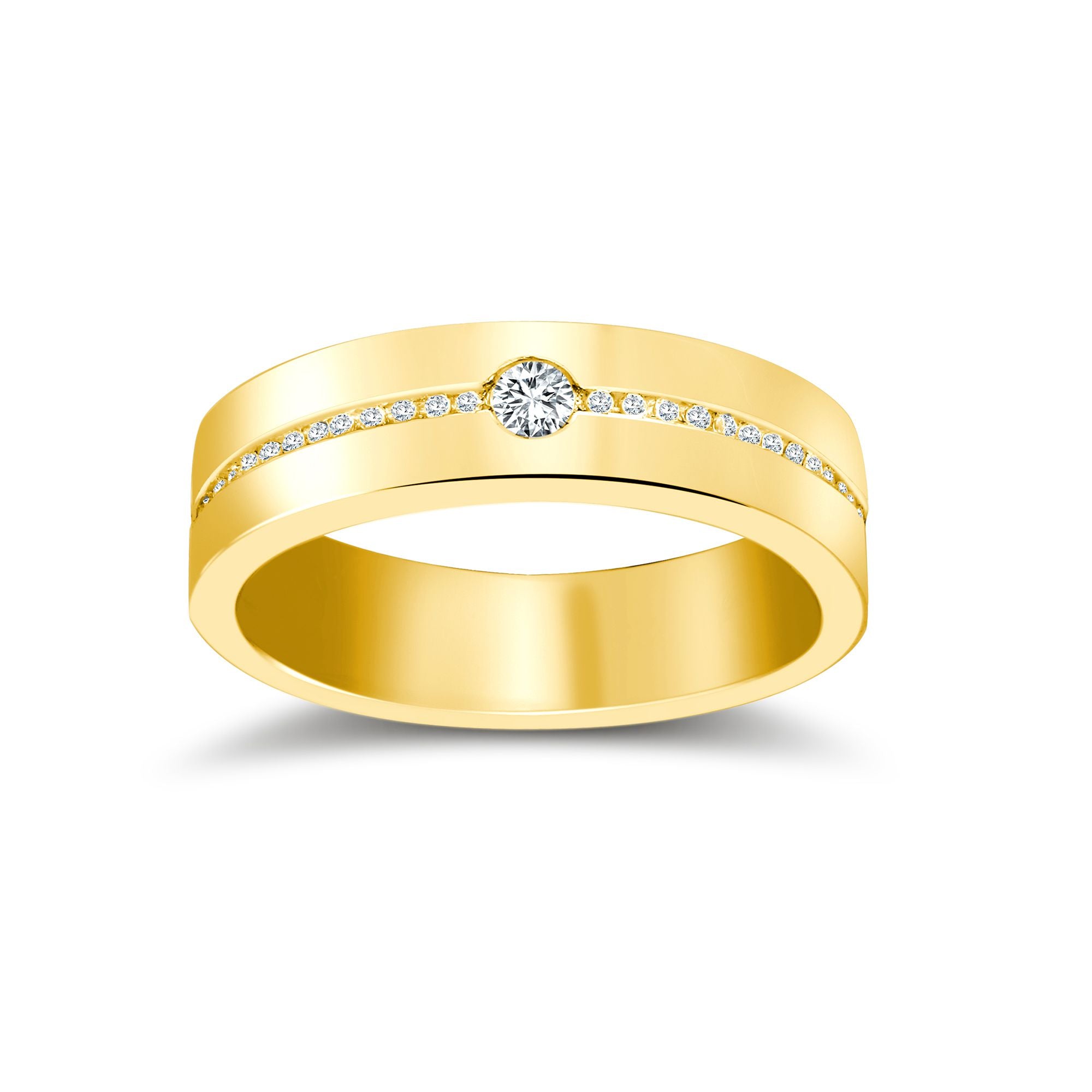 18ct Yellow Gold RBC Flat Court Natural Diamond Wedding Band Half Set - 5mm - 30pts