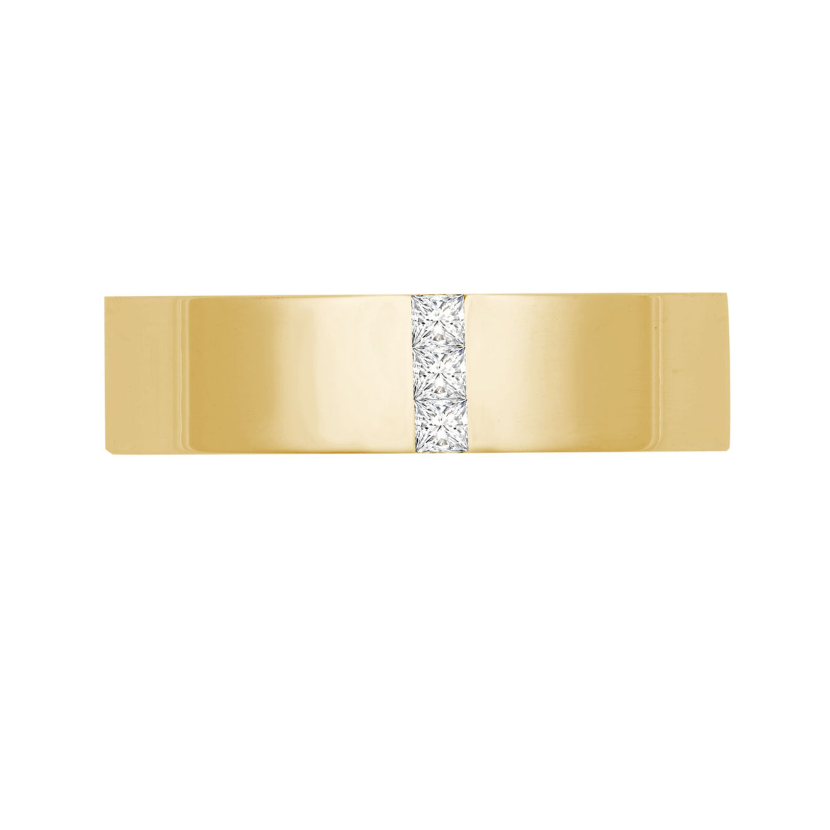 18ct Gold Yellow Natural Diamond Rubover set Wedding Ring