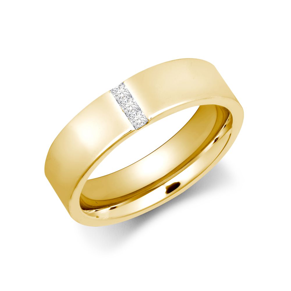18ct Gold Yellow Natural Diamond Rubover set Wedding Ring