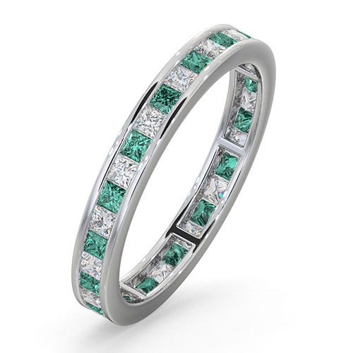 18ct White Gold Channel Set Princess Cut Full Eternity Ring Natural Diamond Em 0.65ct VS