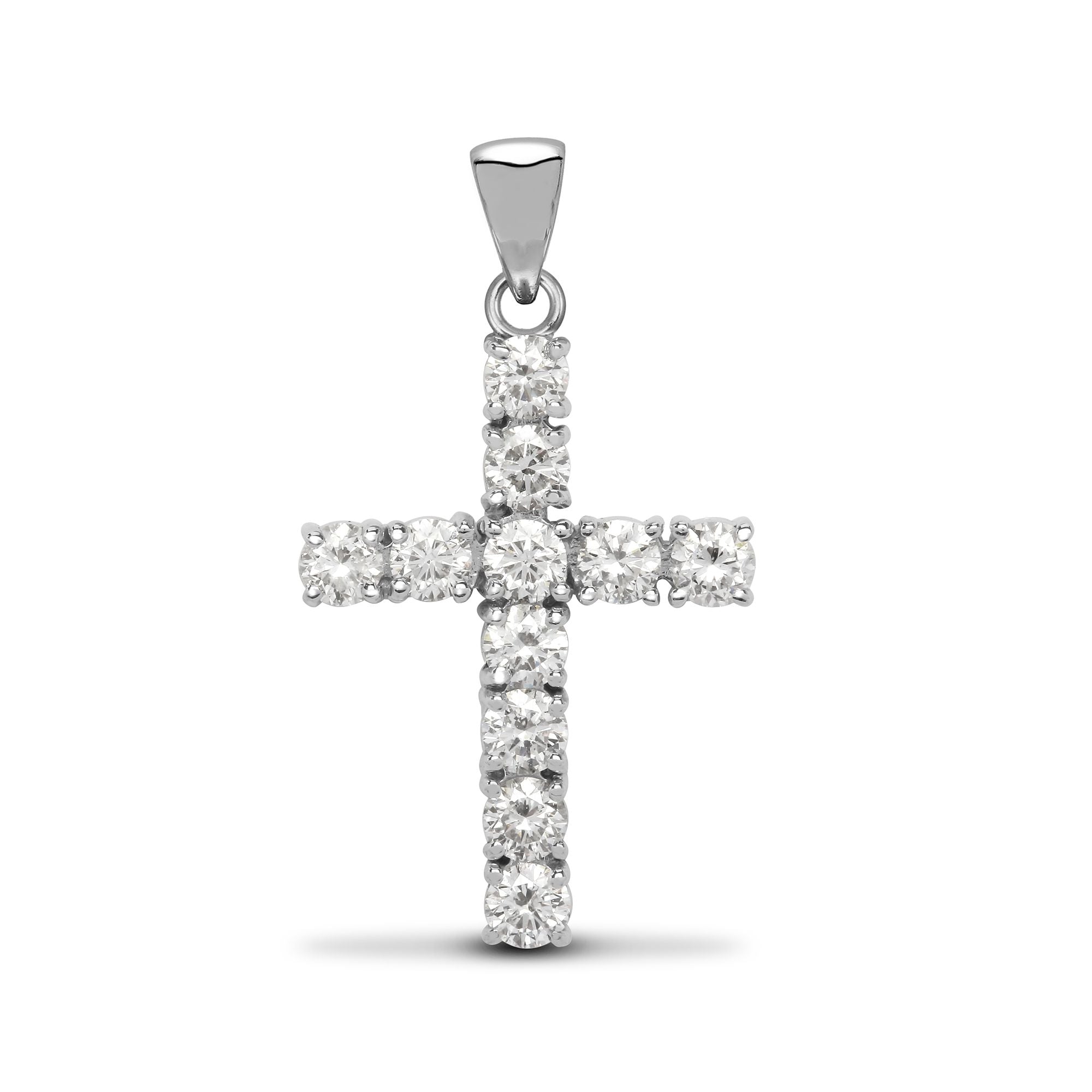 18ct White Gold Natural Diamond Cross