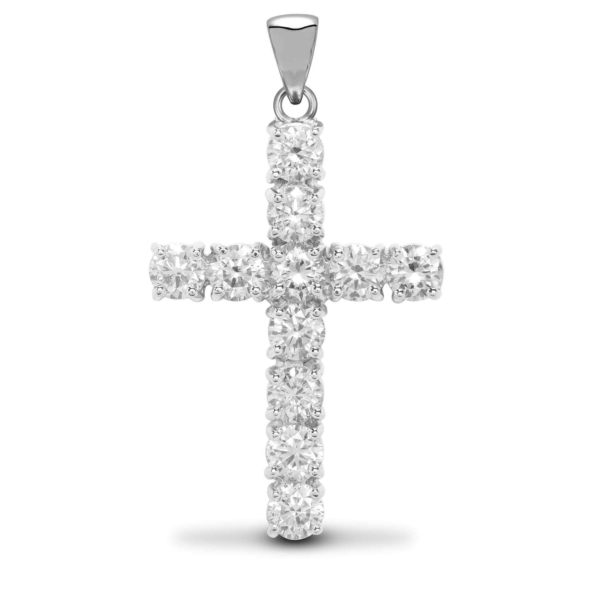 18ct White Gold Natural Diamond Cross