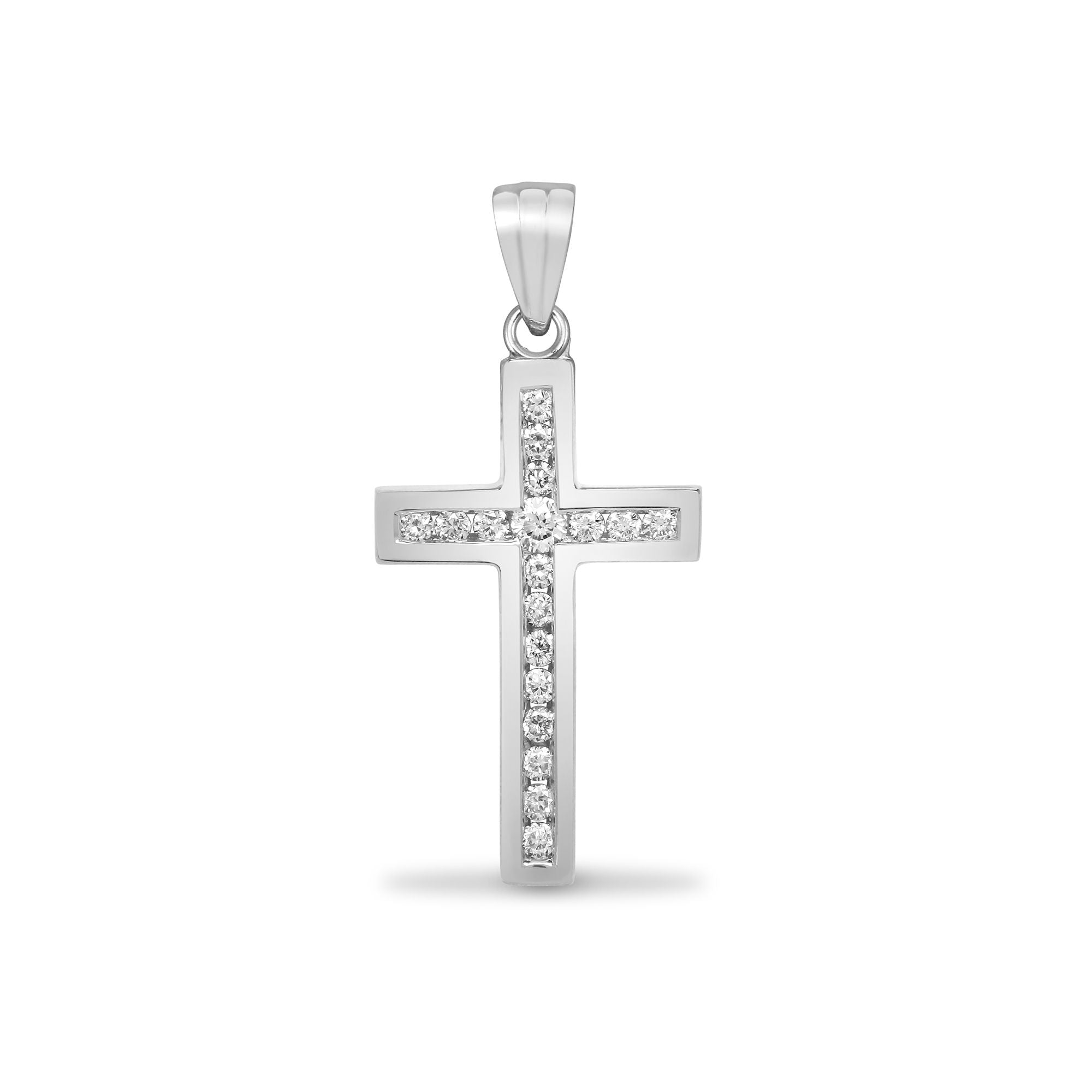 18X051 | 18ct White Gold Natural Diamond Cross