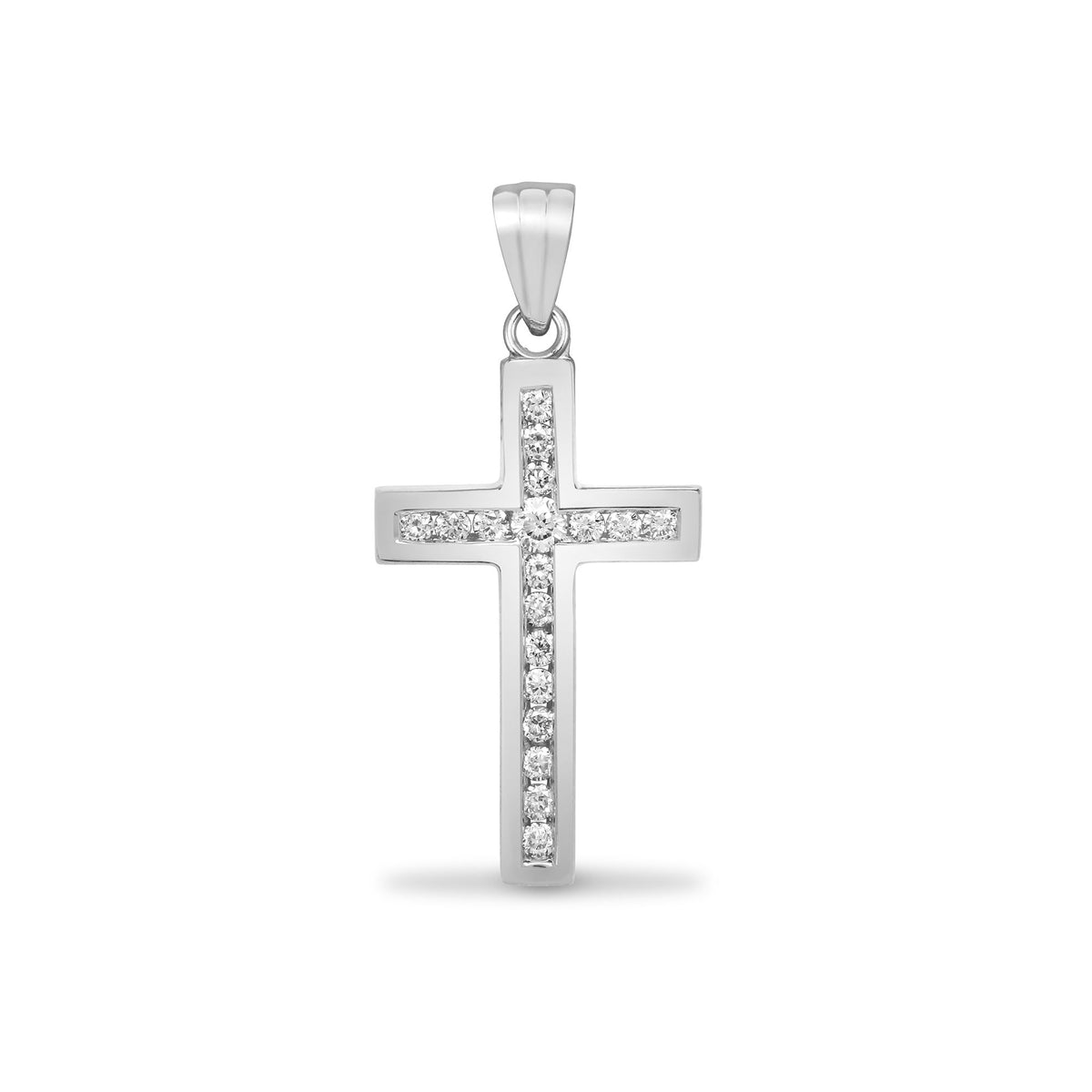 18ct White Gold Natural Diamond Cross