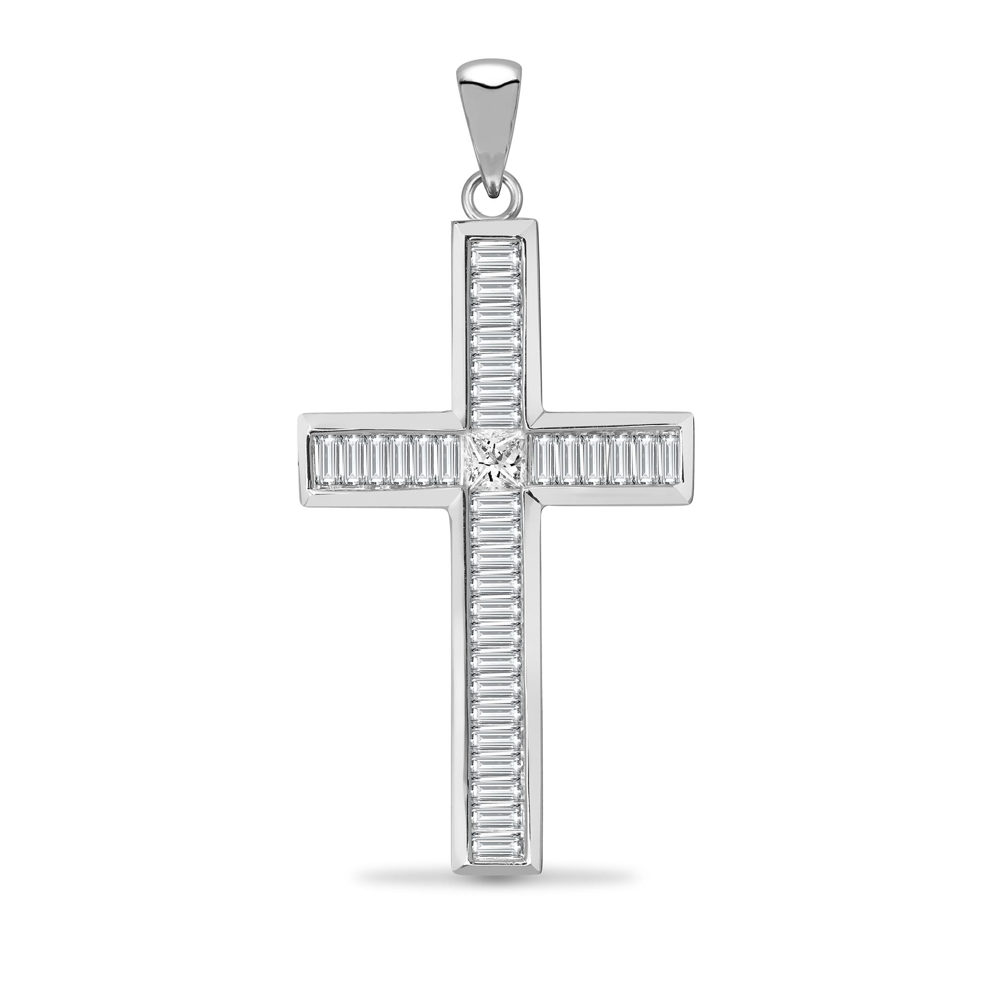 18X069 | 18ct White Gold Natural Diamond Cross