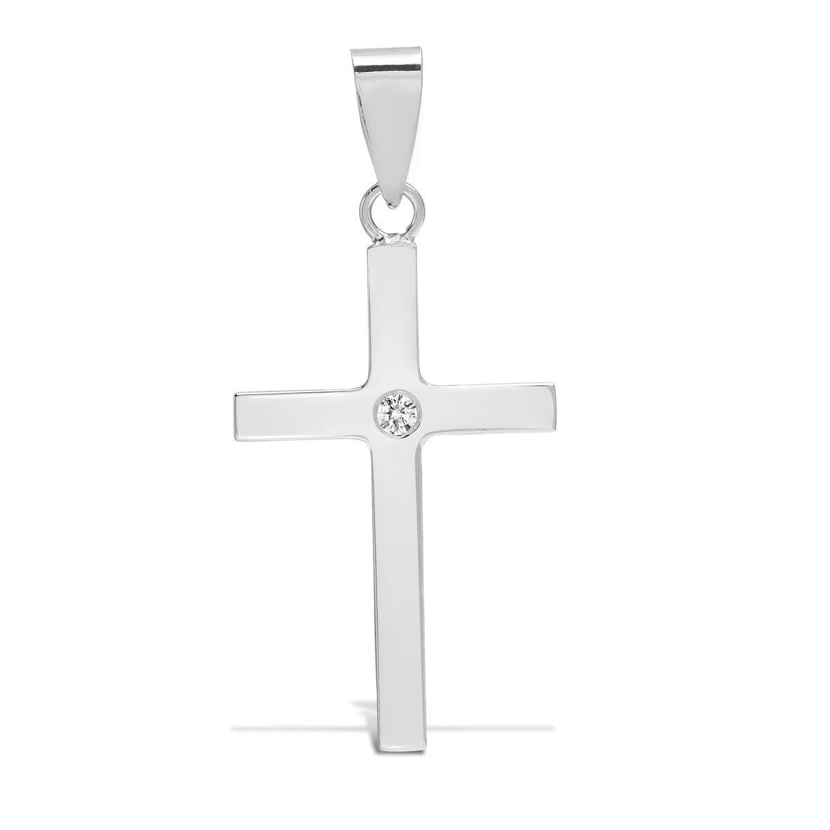 18ct White 0.03ct Natural Diamond Invisible Set Cross